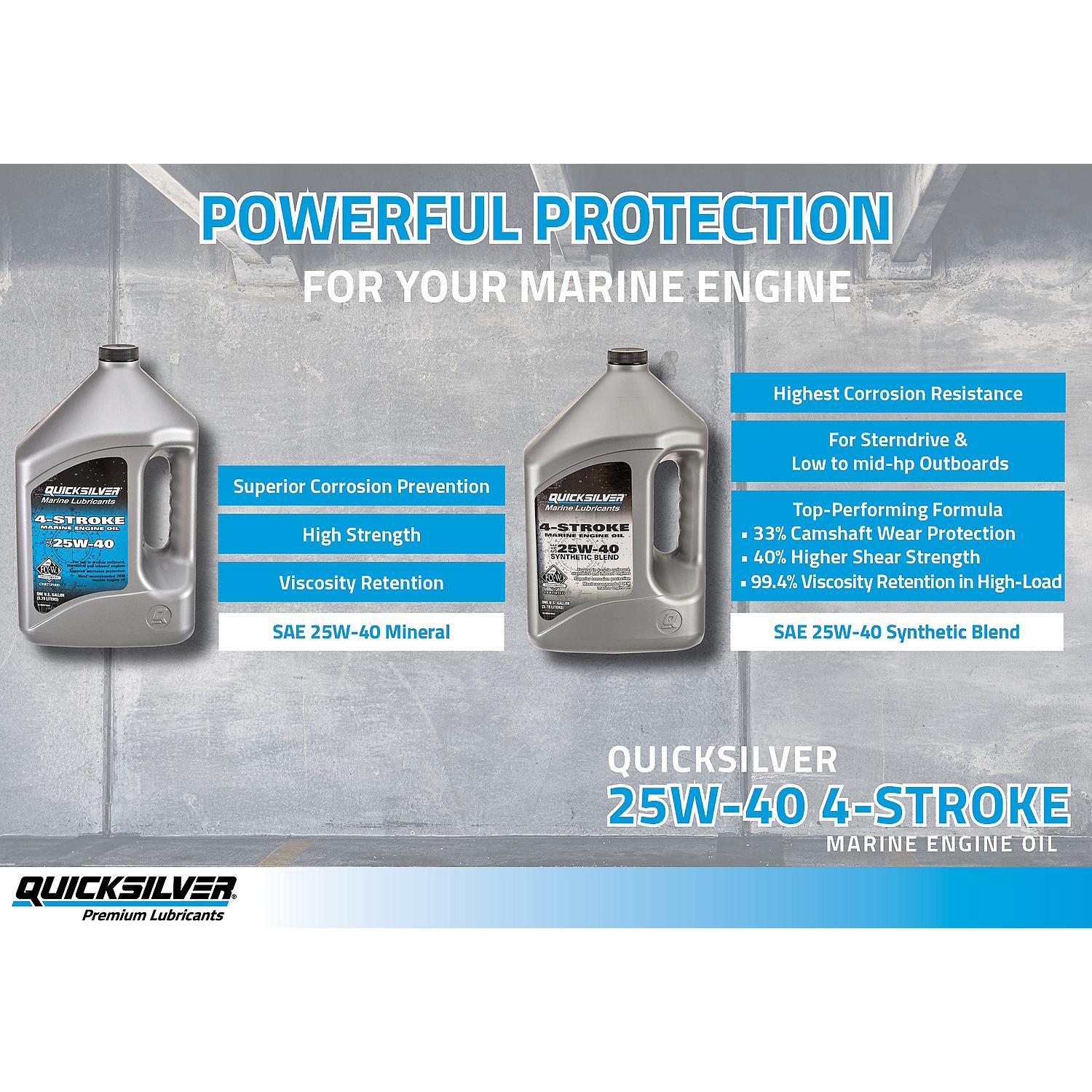 Quicksilver 25W-40 4-Stroke Synthetic Blend Marine Outboard And Sterndrive Engine Oil, 1 Gallon - Image 4