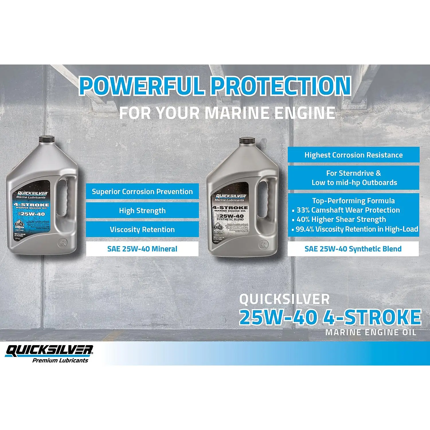 Quicksilver 25W-40 4-Stroke Synthetic Blend Marine Outboard And Sterndrive Engine Oil, 1 Gallon - Image 4