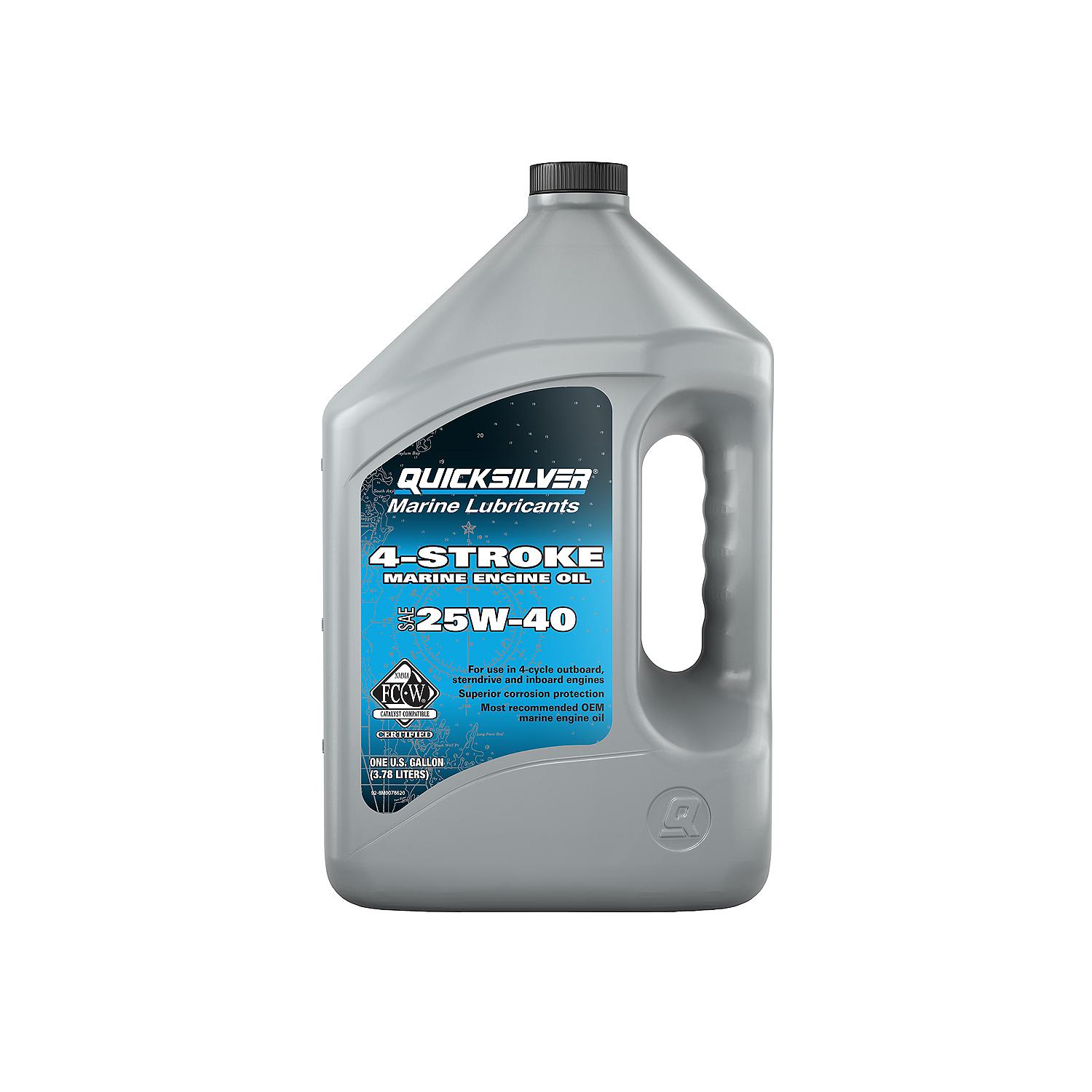 Quicksilver 25W-40 4-Stroke Marine Outboard And Sterndrive Engine Oil, 1 Gallon