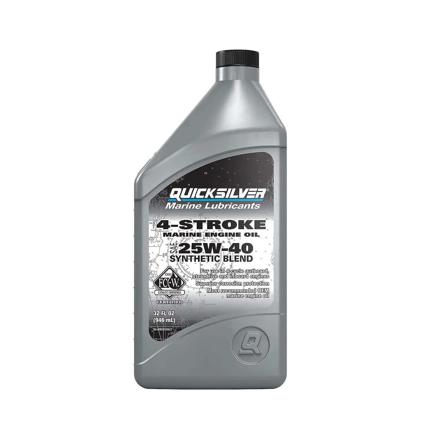 Quicksilver 25W-40 Synthetic Marine Engine Oil, 1 Qt.