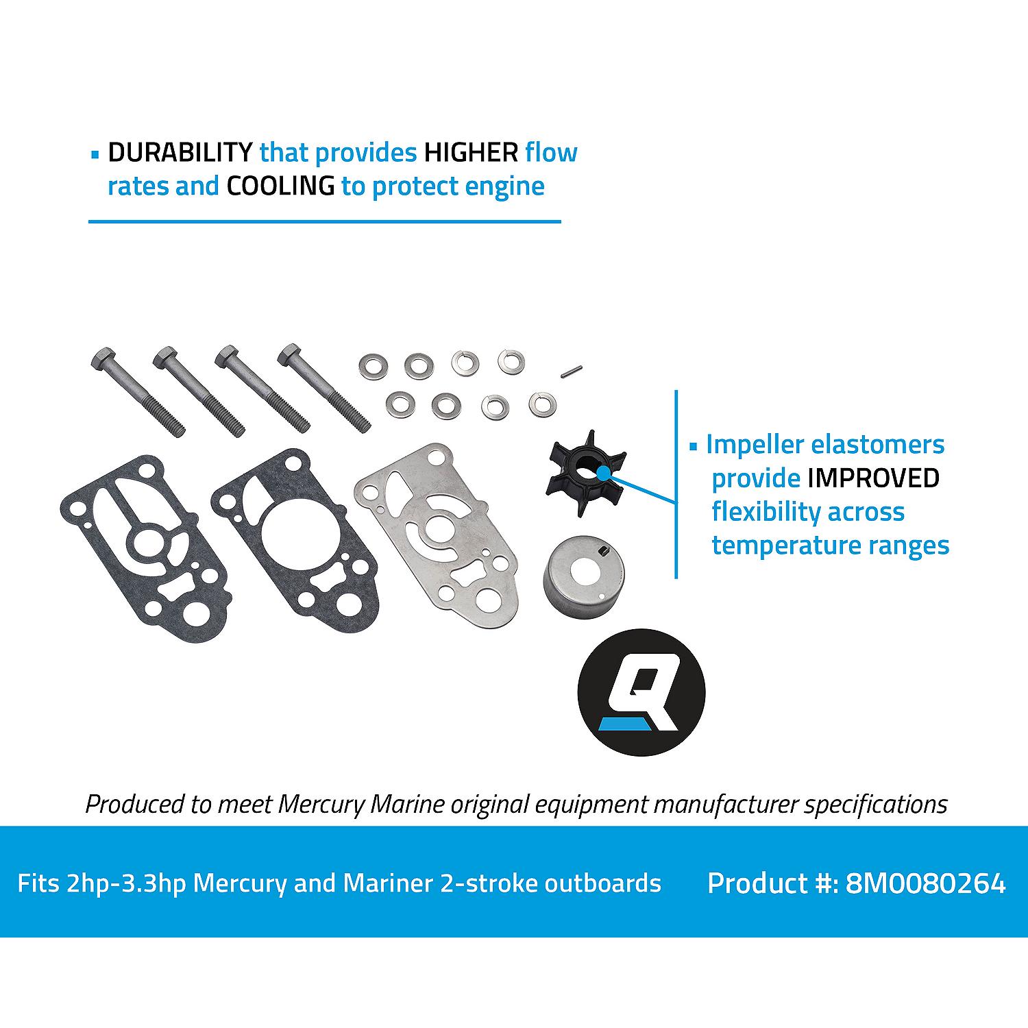 Quicksilver 8M0080264 Water Pump Repair Kit for Mercury and Mariner 3.3hp Outboards - Image 3