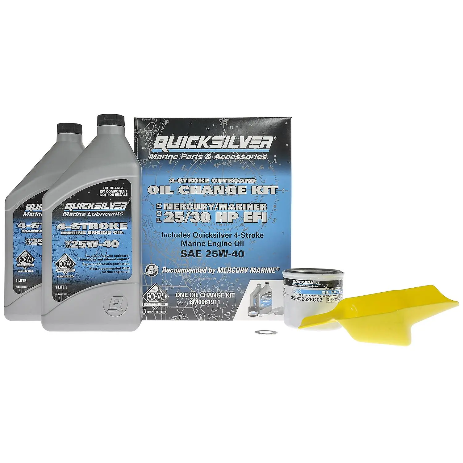 Quicksilver 25W-40 Oil Change Kit for 4-Stroke 25hp and 30hp Mercury EFI Outboards - Image 5
