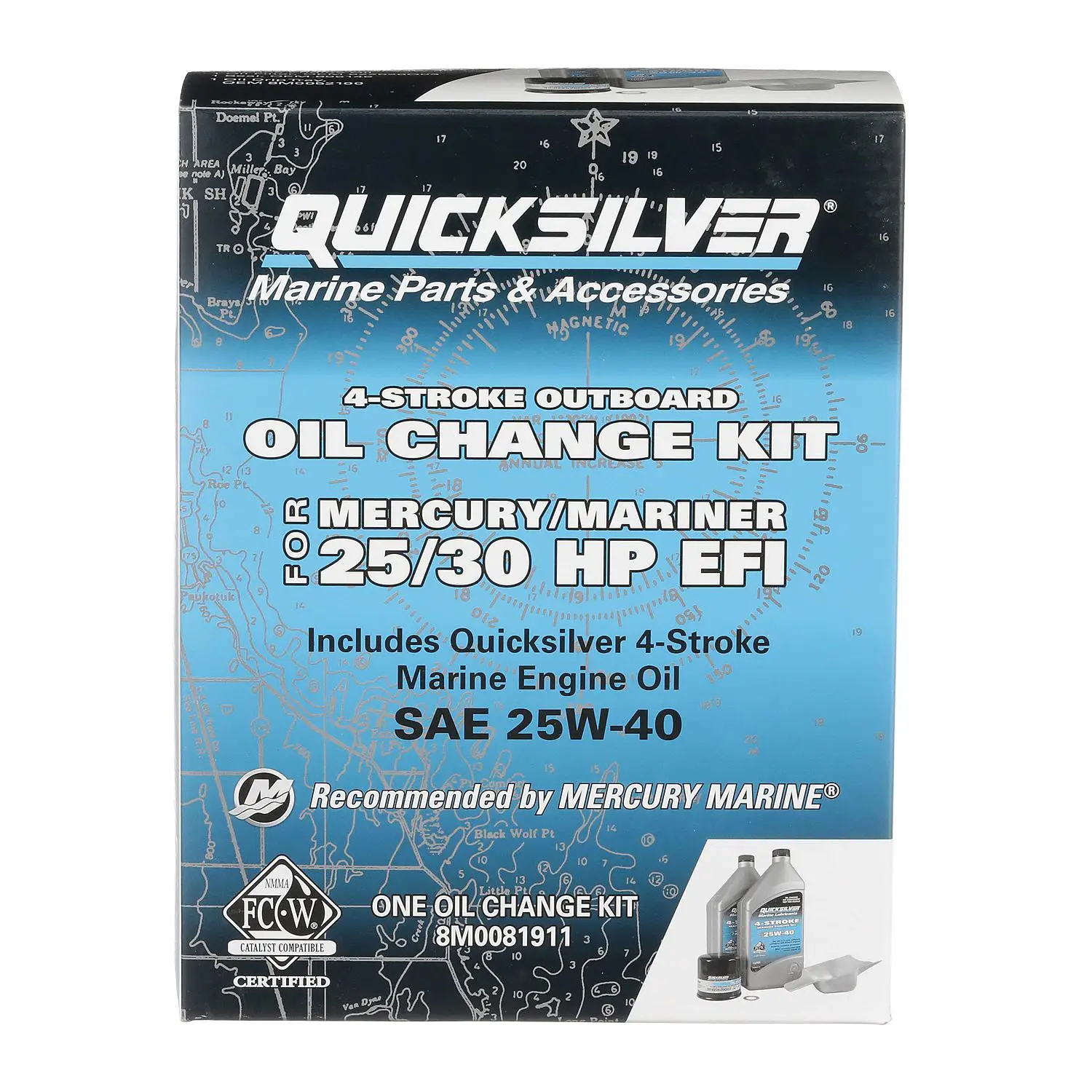 Quicksilver 25W-40 Oil Change Kit for 4-Stroke 25hp and 30hp Mercury EFI Outboards - Image 7