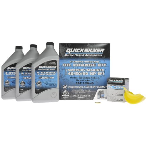 Quicksilver 25W-40 Oil Change Kit for 4-Stroke 40hp, 50hp and 60hp Mercury Outboards