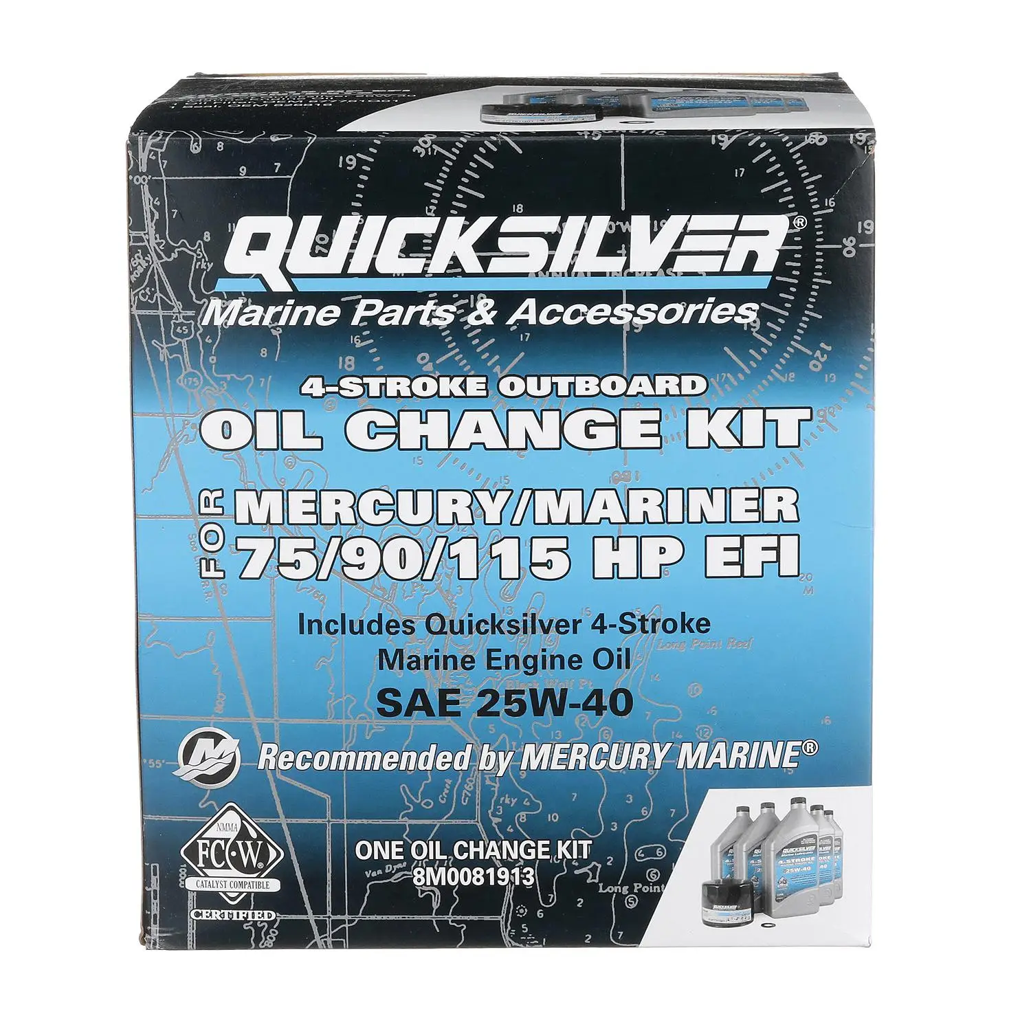 Quicksilver 25W-40 Oil Change Kit for 4-Stroke 75hp, 90hp and 115hp Mercury 1.7L Outboards - Image 4