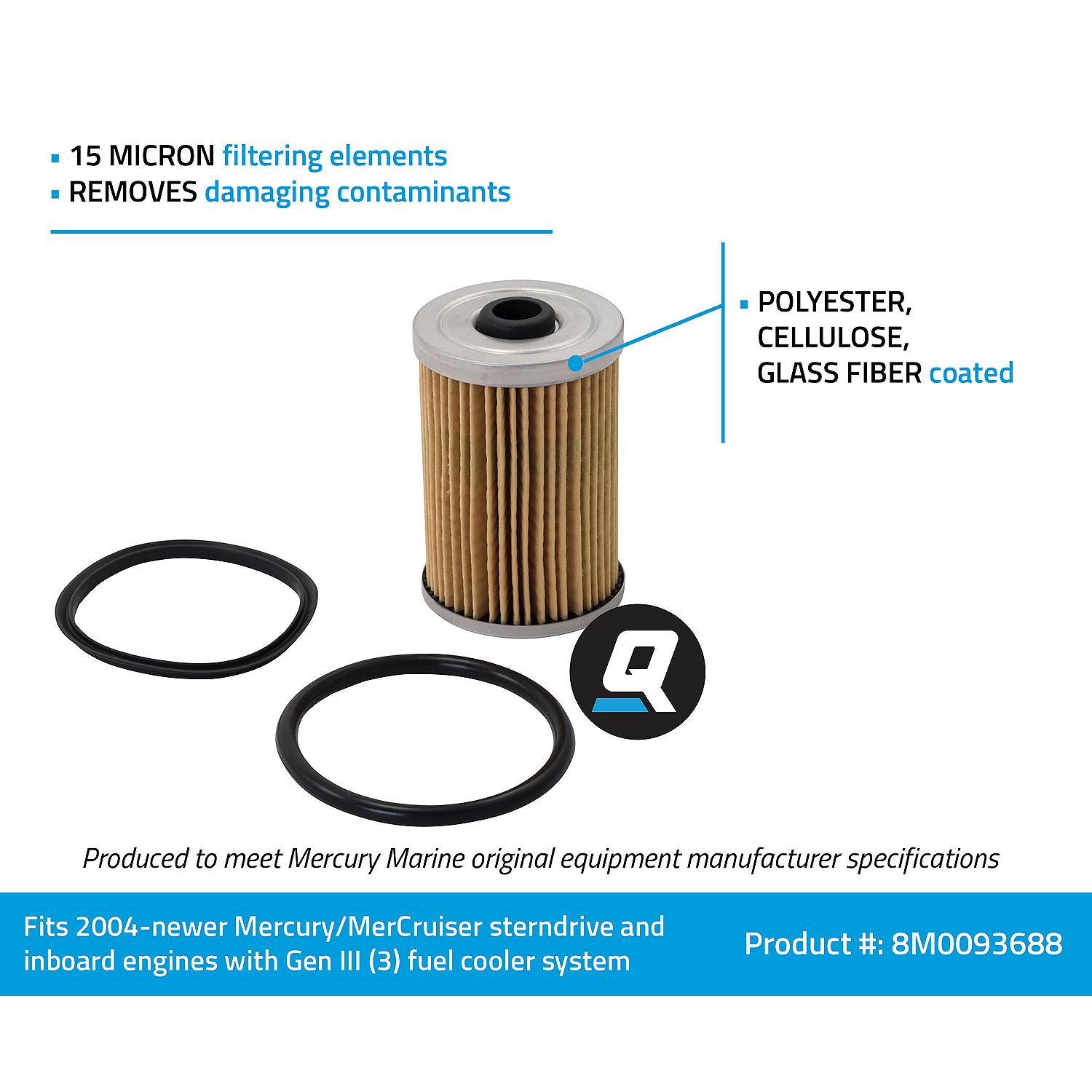 Quicksilver 8M0093688 Water Separating Fuel Filter for MerCruiser Engines w/ Gen III Fuel Cooler - Image 3