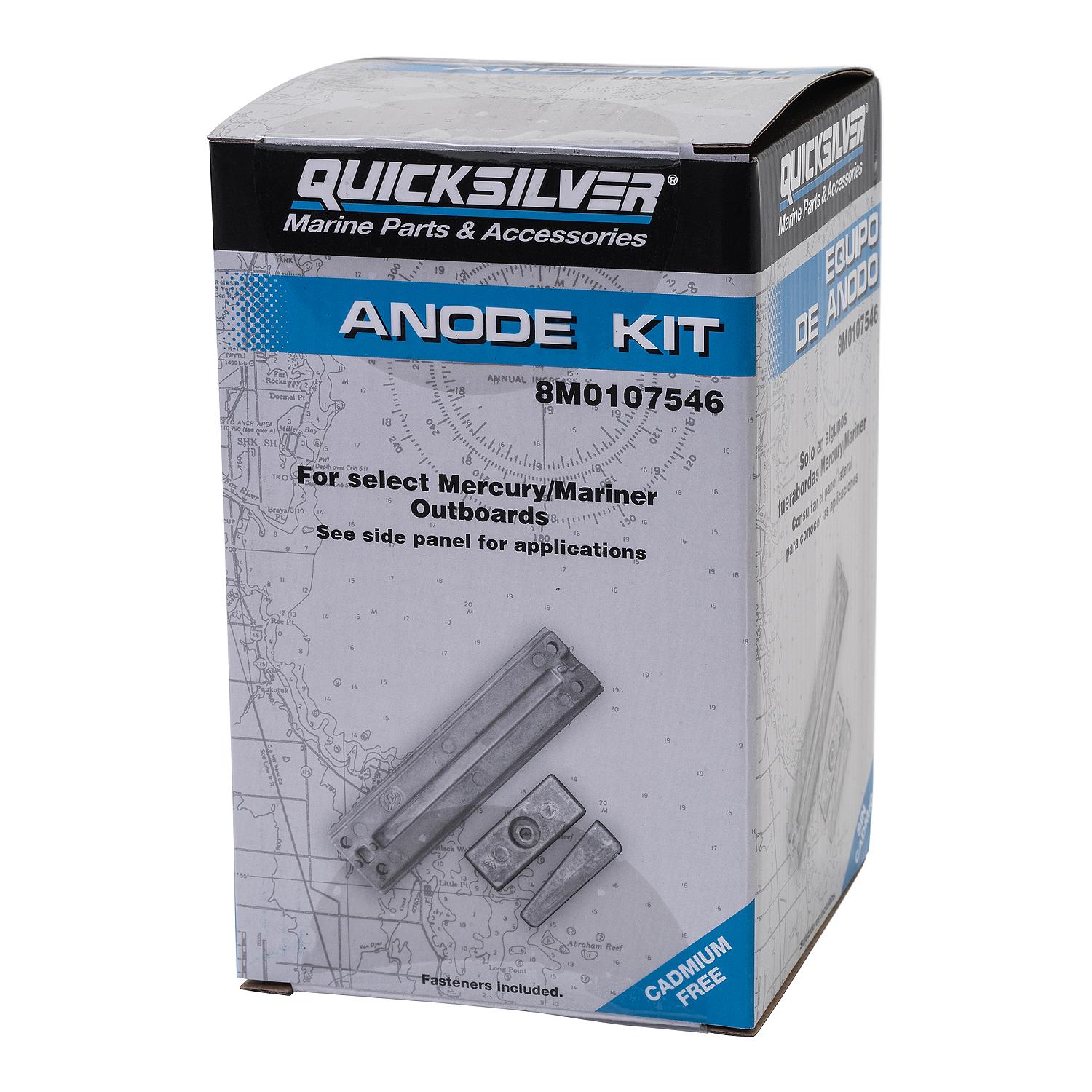 Quicksilver 8M0107546 Aluminum Anode Kit for Select Mercury 40-115hp Outboards - Image 2