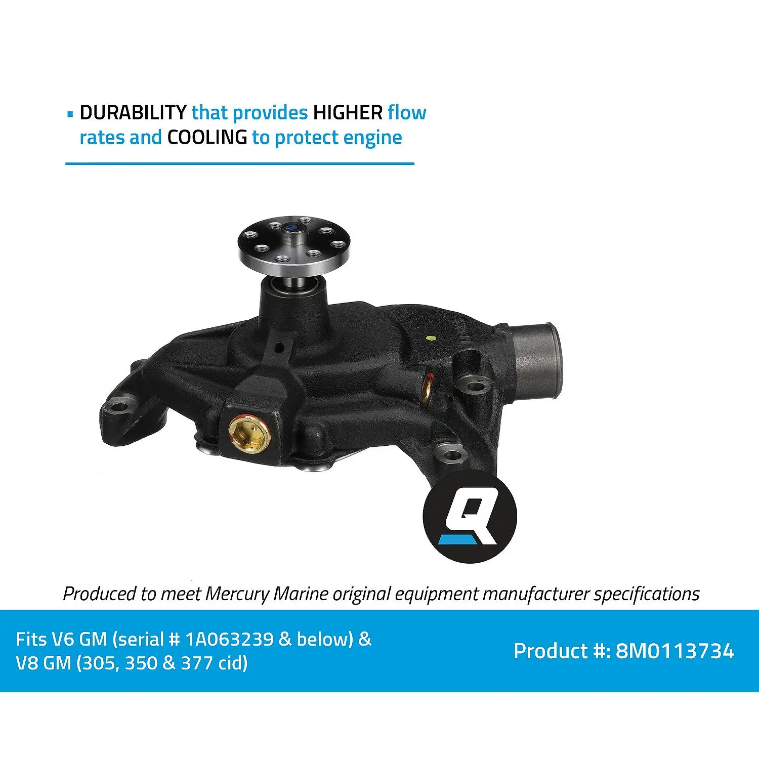 Quicksilver 8M0113734 Water Pump for Mercury V6 and V8 MerCruiser Engines - Image 7
