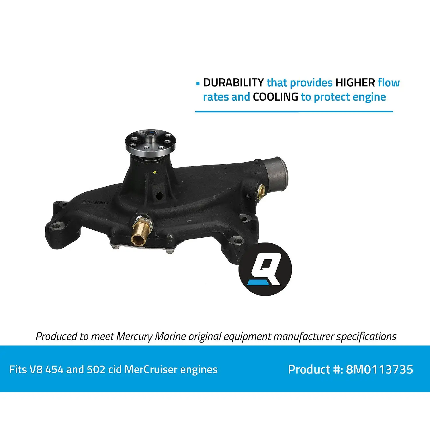 Quicksilver 8M0113735 Water Pump for Mercury V8 MerCruiser Engines, Bi-Directional - Image 4