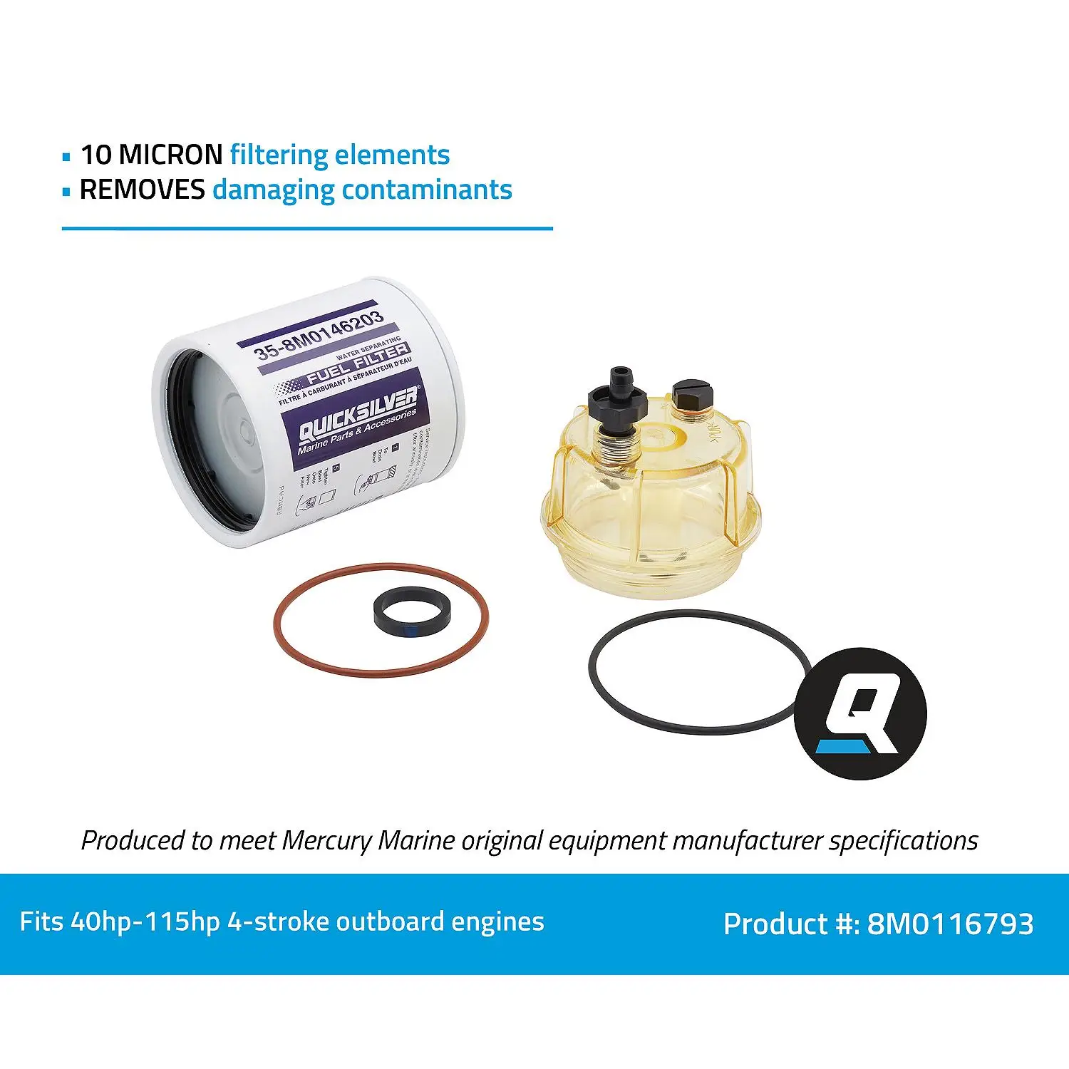 Quicksilver 8M0116793 Water Separating Fuel Filter Kit - Image 4