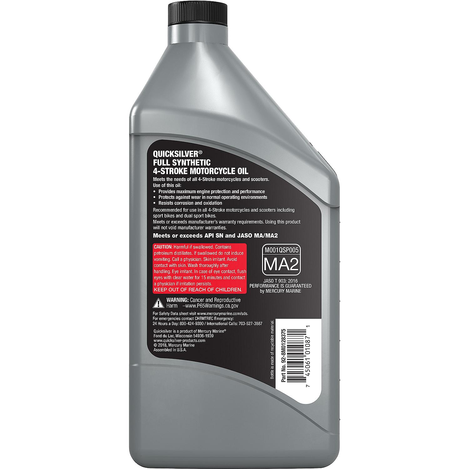 Quicksilver 15W-50 Full Synthetic Motorcycle Oil, 1 Qt. - Image 2