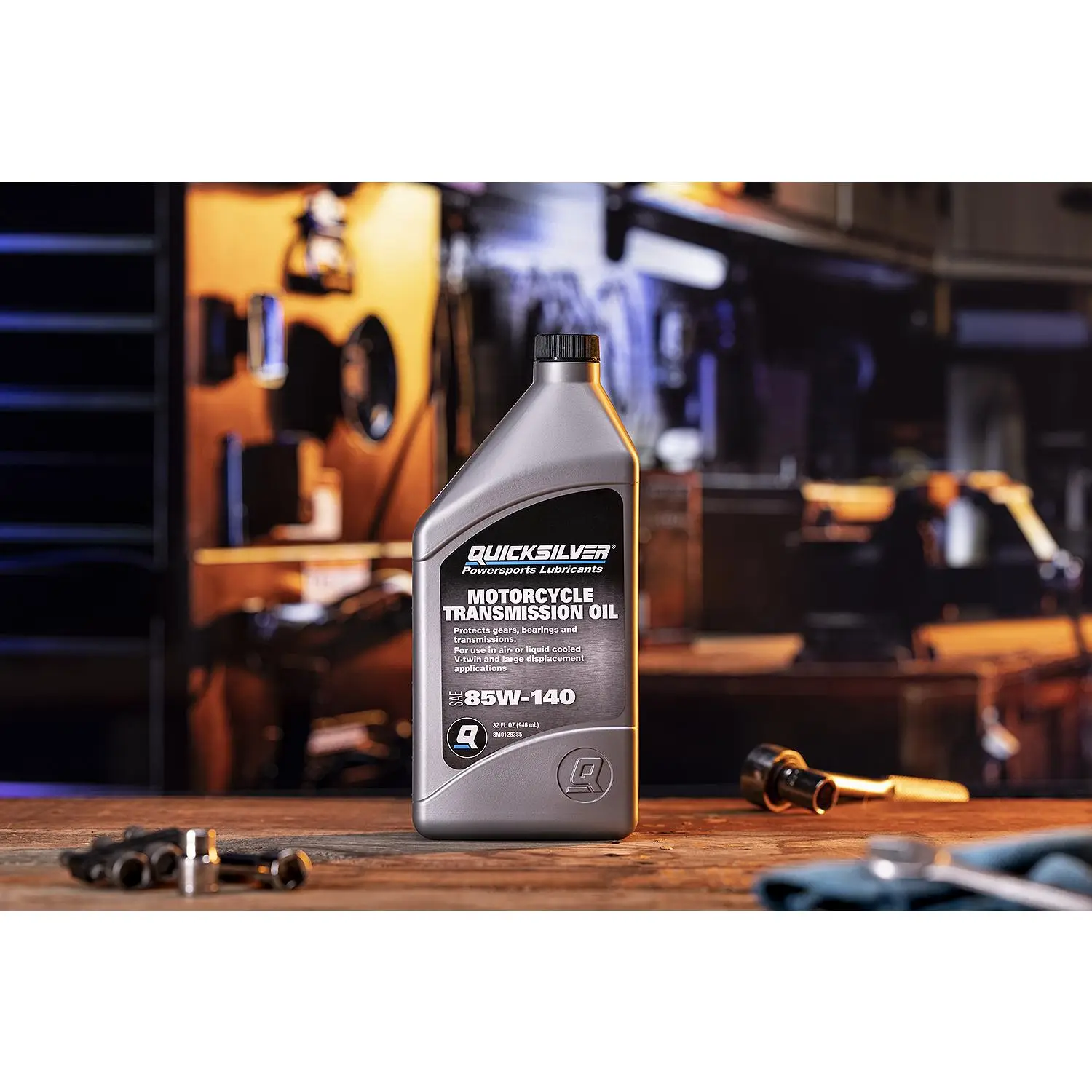 Quicksilver 8M0128385 85W-140 Motorcycle Transmission Oil, 1 Qt.