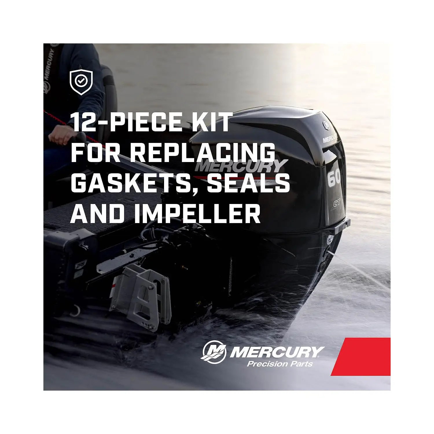 Mercury Water Pump Impeller Repair Kit 19453T2 for Mercury 50-60hp TwoStroke Outboards with Standard Gearcase - Image 6