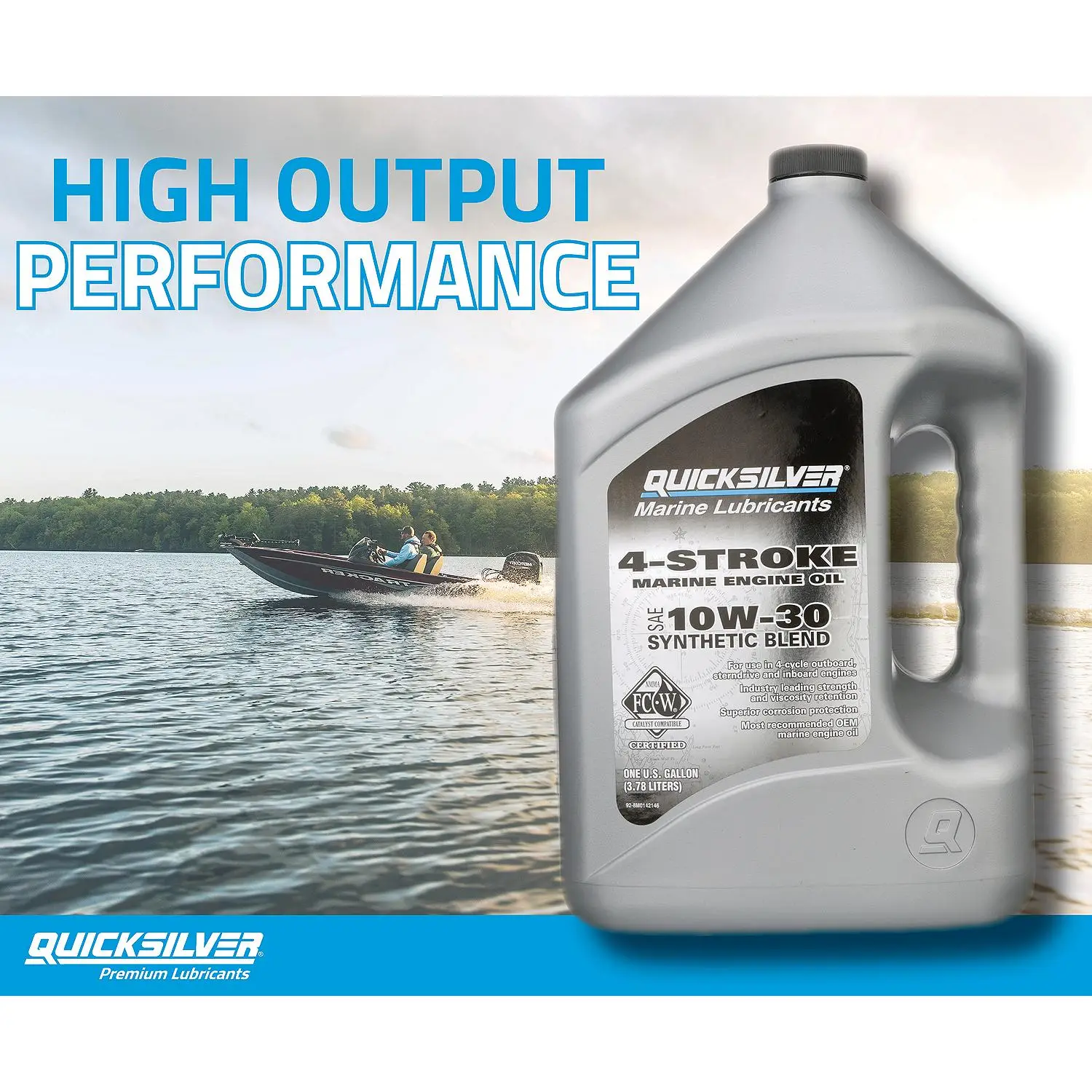 Quicksilver 10W-30 4-Stroke Synthetic Blend Marine Outboard and Sterndrive Engine Oil, 1 Gallon