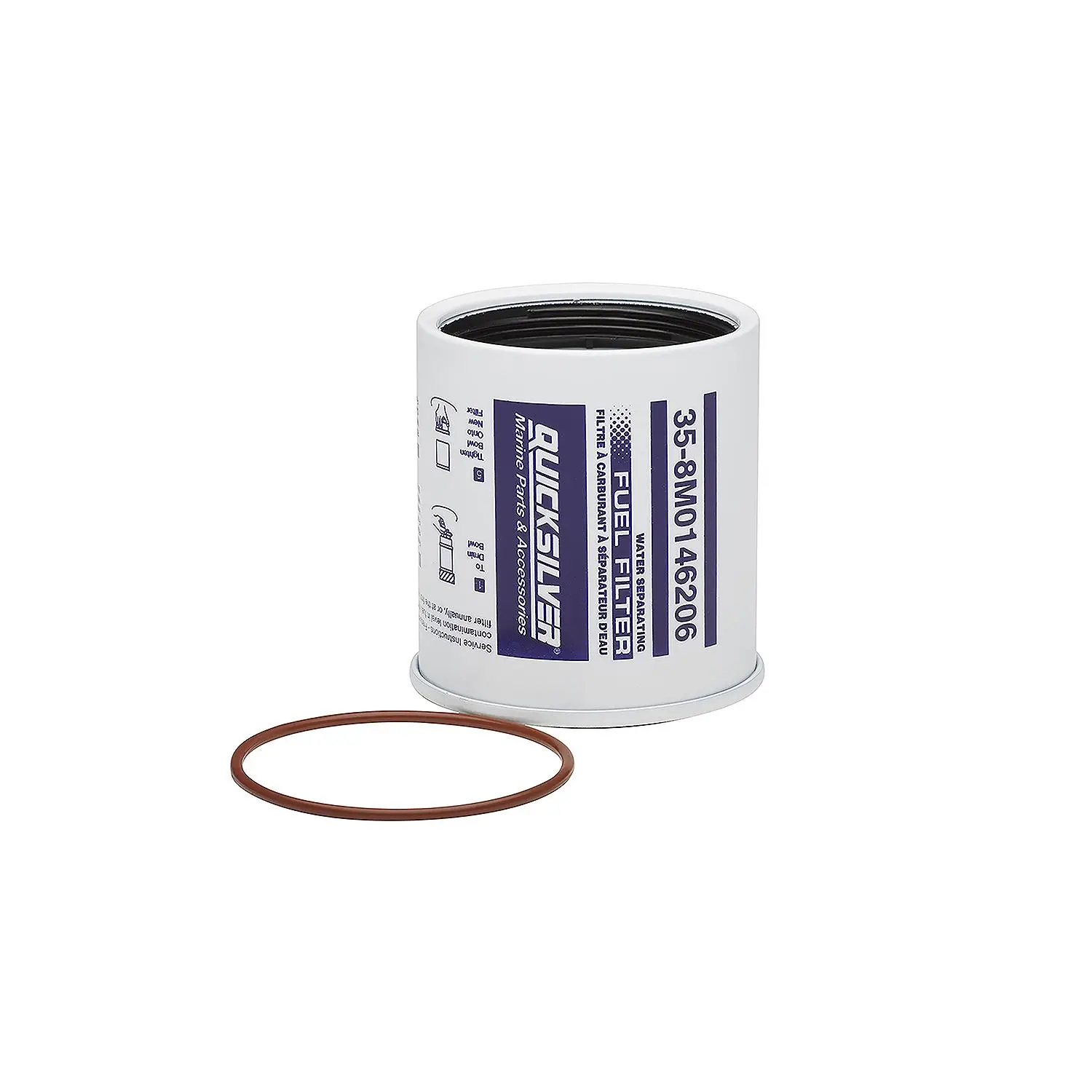 Quicksilver 8M0146206 Water Separating Fuel Filter, 10-Micron Filtration, Racor Head