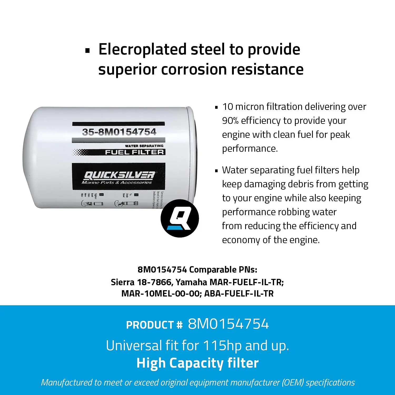 Quicksilver 8M0154754 Water Separating Fuel Filter for Select Yamaha 2-Stroke and 4-Stroke Outboards - Image 4