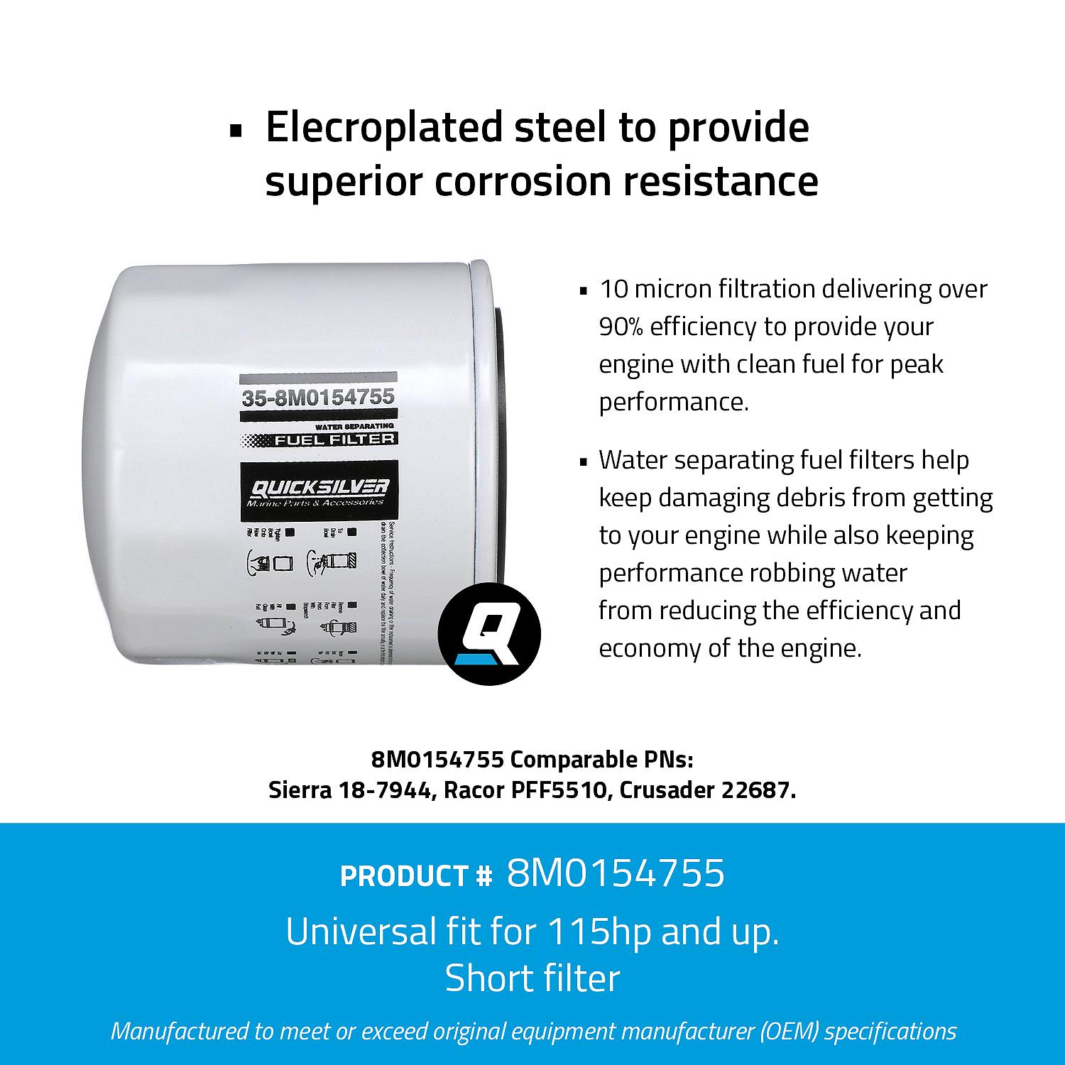Quicksilver 8M0154755 Water Separating Fuel Filter for Various Marine Engines - Image 5