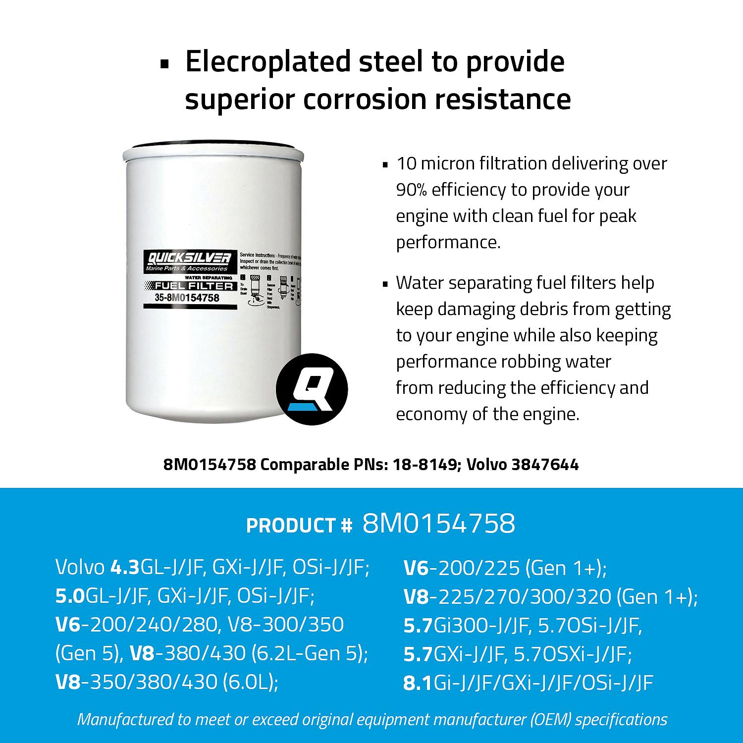 Quicksilver 8M0154758 Water Separating Fuel Filter for Various Marine Engines - Image 5