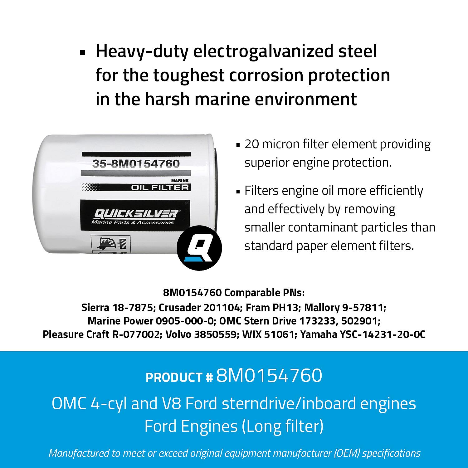 Quicksilver 8M0154760 Oil Filter for Various Marine Engines - Image 5