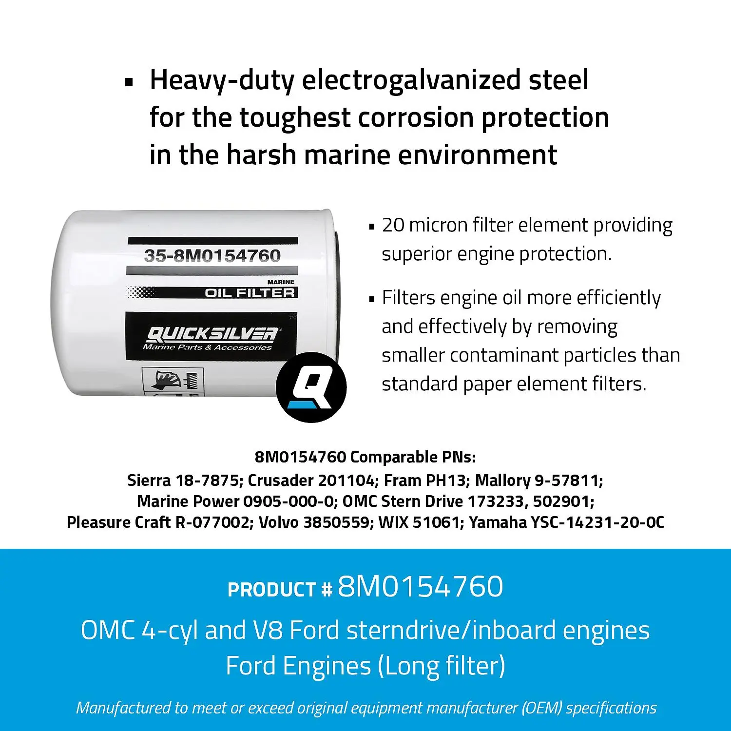 Quicksilver 8M0154760 Oil Filter for Various Marine Engines - Image 5