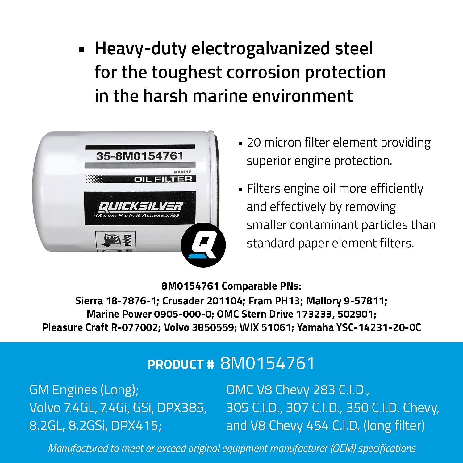 Quicksilver 8M0154761 Oil Filter for Various Marine Engines - Image 5