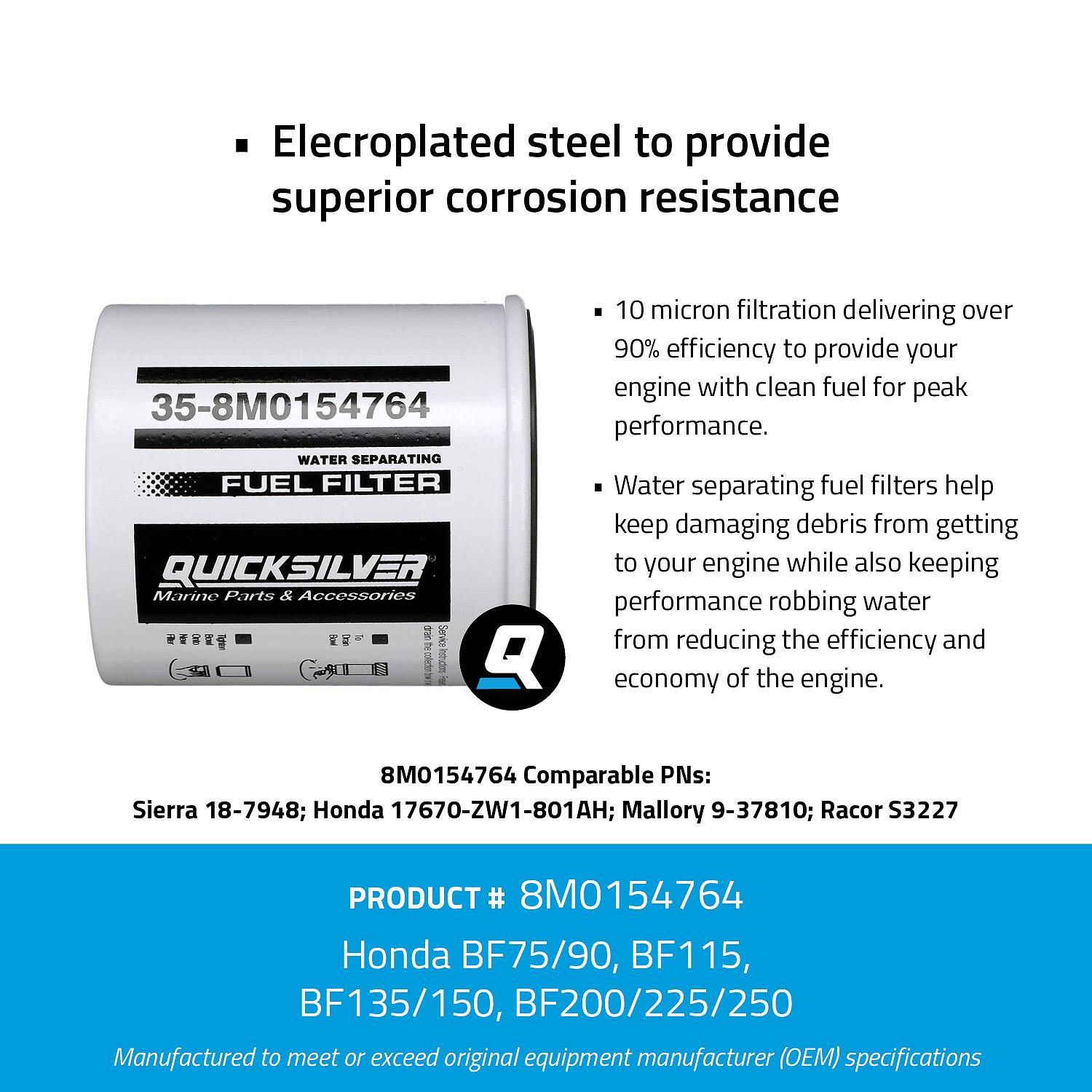 Quicksilver 8M0154764 Water Separating Fuel Filter for Select Honda and Suzuki Outboards - Image 5