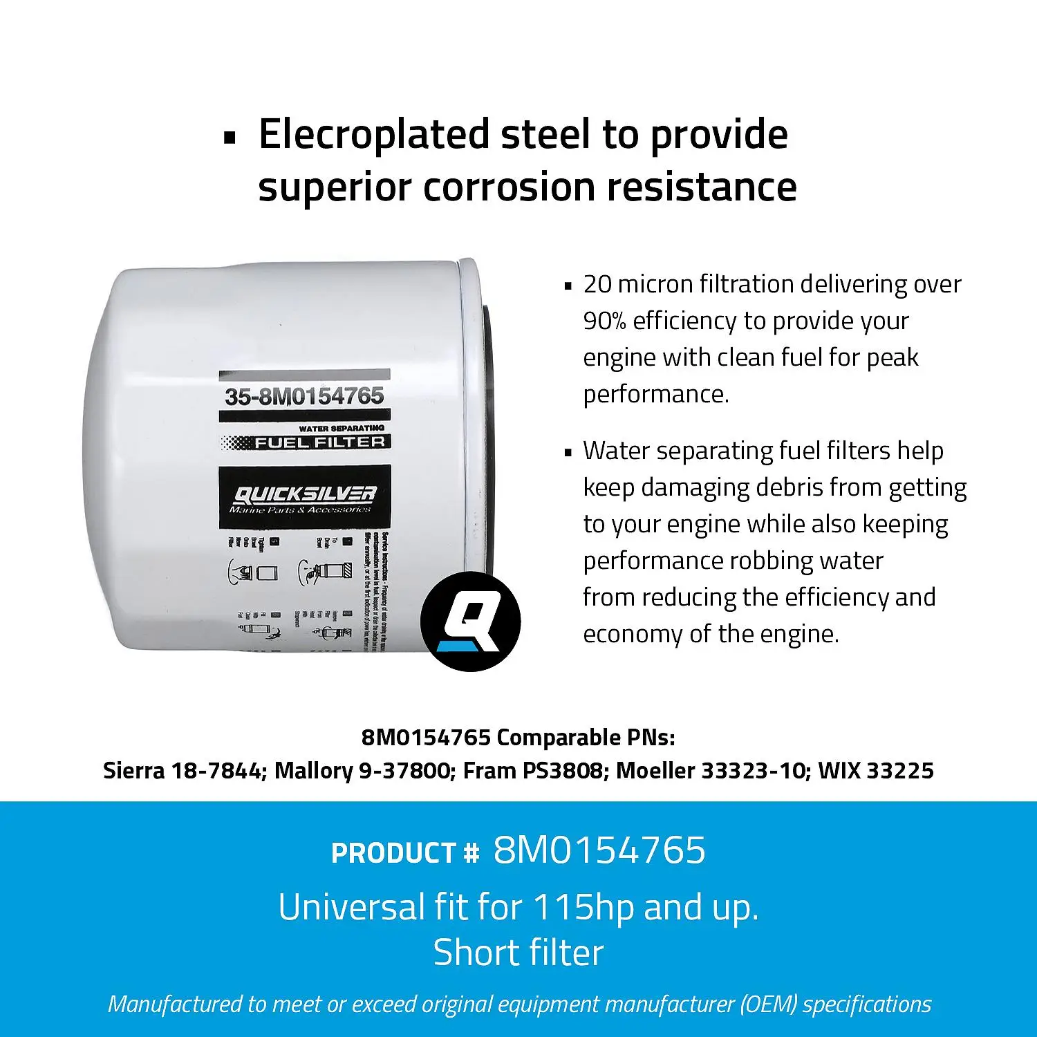 Quicksilver 8M0154765 Water Separating Fuel Filter for Various Marine Engines - Image 4