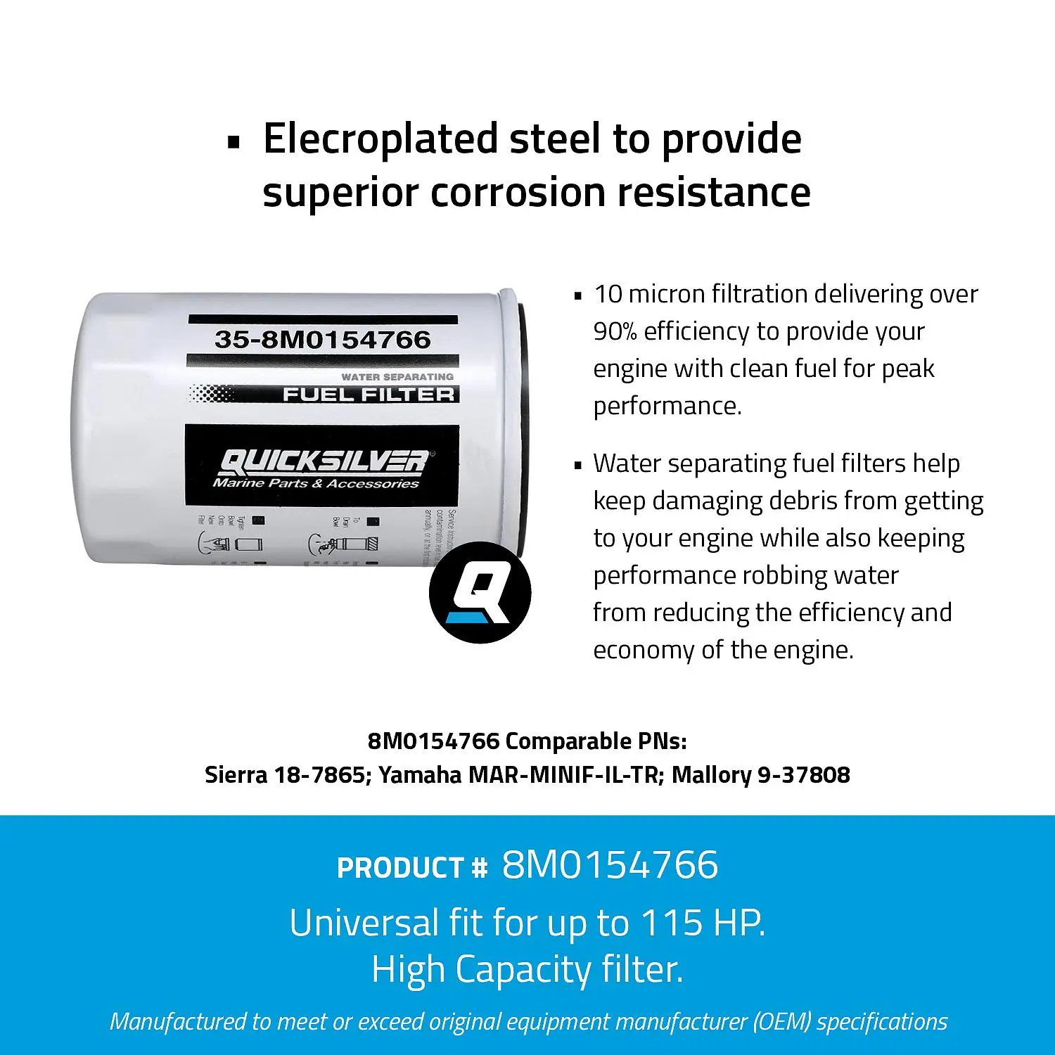 Quicksilver 8M0154766 Water Separating Fuel Filter for Select Yamaha 2-Stroke & 4-Stroke up to 115hp Outboards - Image 5