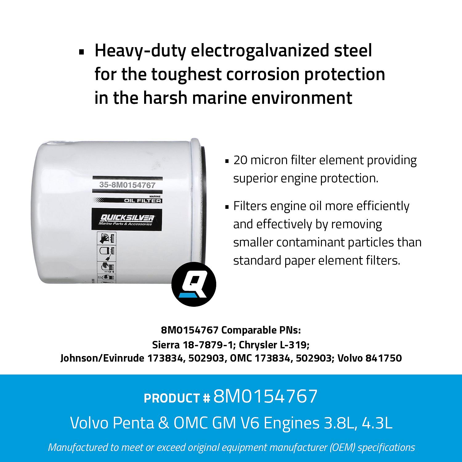 Quicksilver 8M0154767 Oil Filter for Various Marine Engines - Image 4