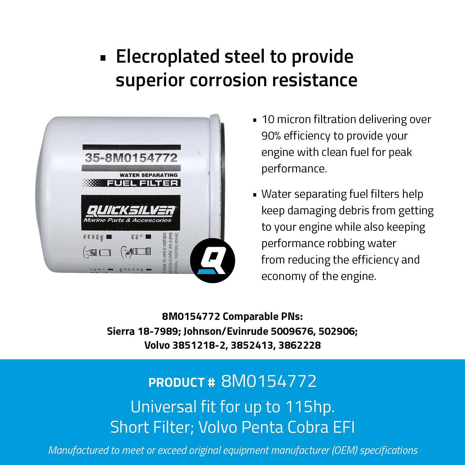 Quicksilver 8M0154772 Water Separating Fuel Filter for Select Johnson and Evinrude Outboards - Image 5
