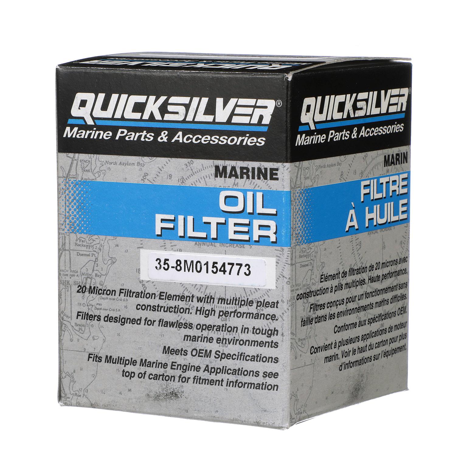 Quicksilver 8M0154773 Oil Filter for Various Marine Engines