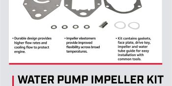 Mercury Water Pump Impeller Repair Kit 19453T2 for Mercury 50-60hp TwoStroke Outboards with Standard Gearcase