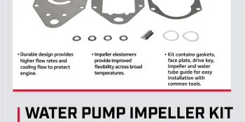 Mercury Water Pump Impeller Repair Kit 19453T2 for Mercury 50-60hp TwoStroke Outboards with Standard Gearcase