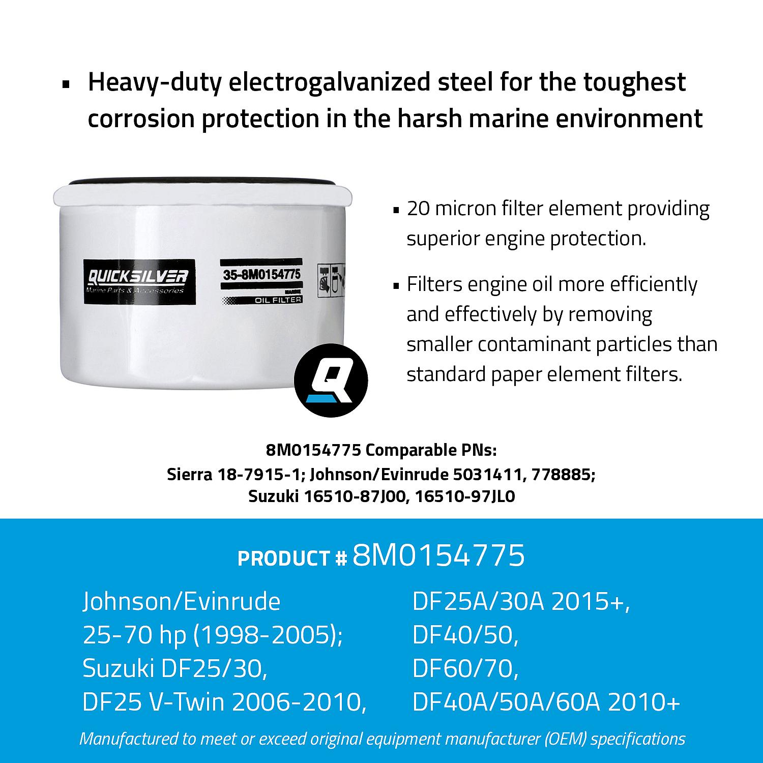 Quicksilver 8M0154775 Oil Filter for Various Marine Engines - Image 5