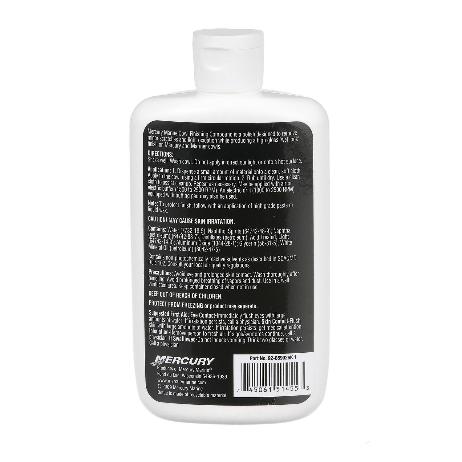 Mercury 859026K1 High-Gloss Cowl Finishing Compound, Fine Grit – 8.4 oz Bottle