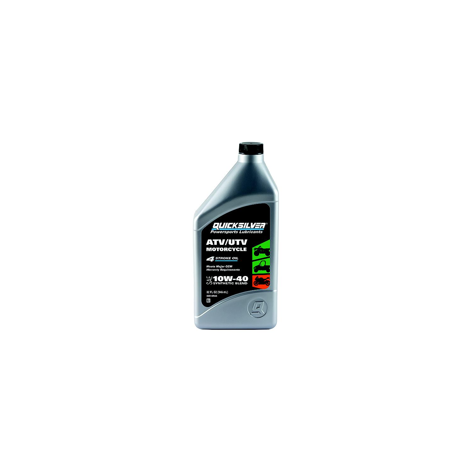 Quicksilver 8M0166408 10W-40 Synthetic Blend ATV/UTV/Motorcycle Oil, 1 Quart, Qty 6