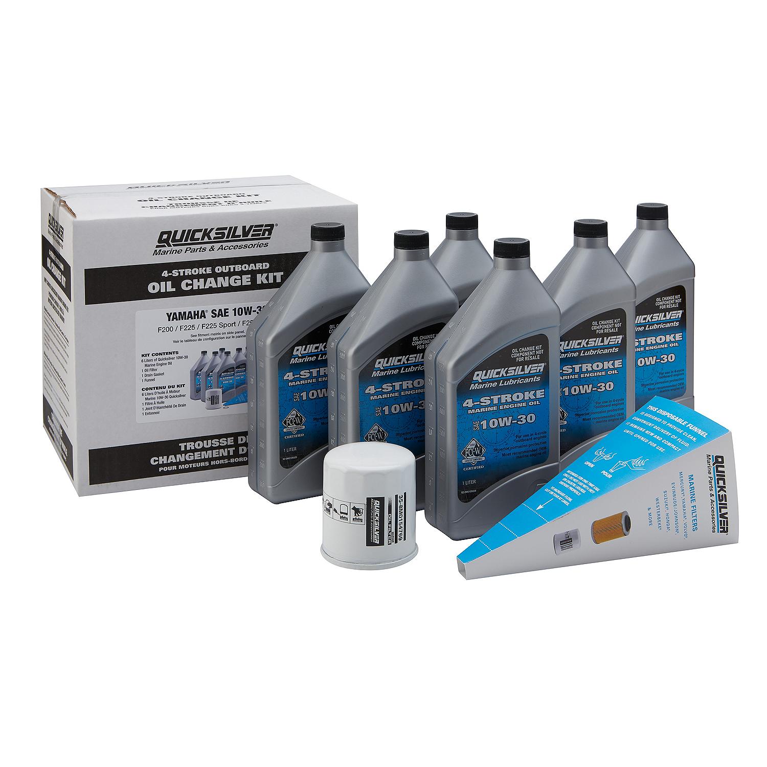 Quicksilver 25W-40 Oil Change Kit for 4-Stroke Yamaha F200 through F250 Outboards