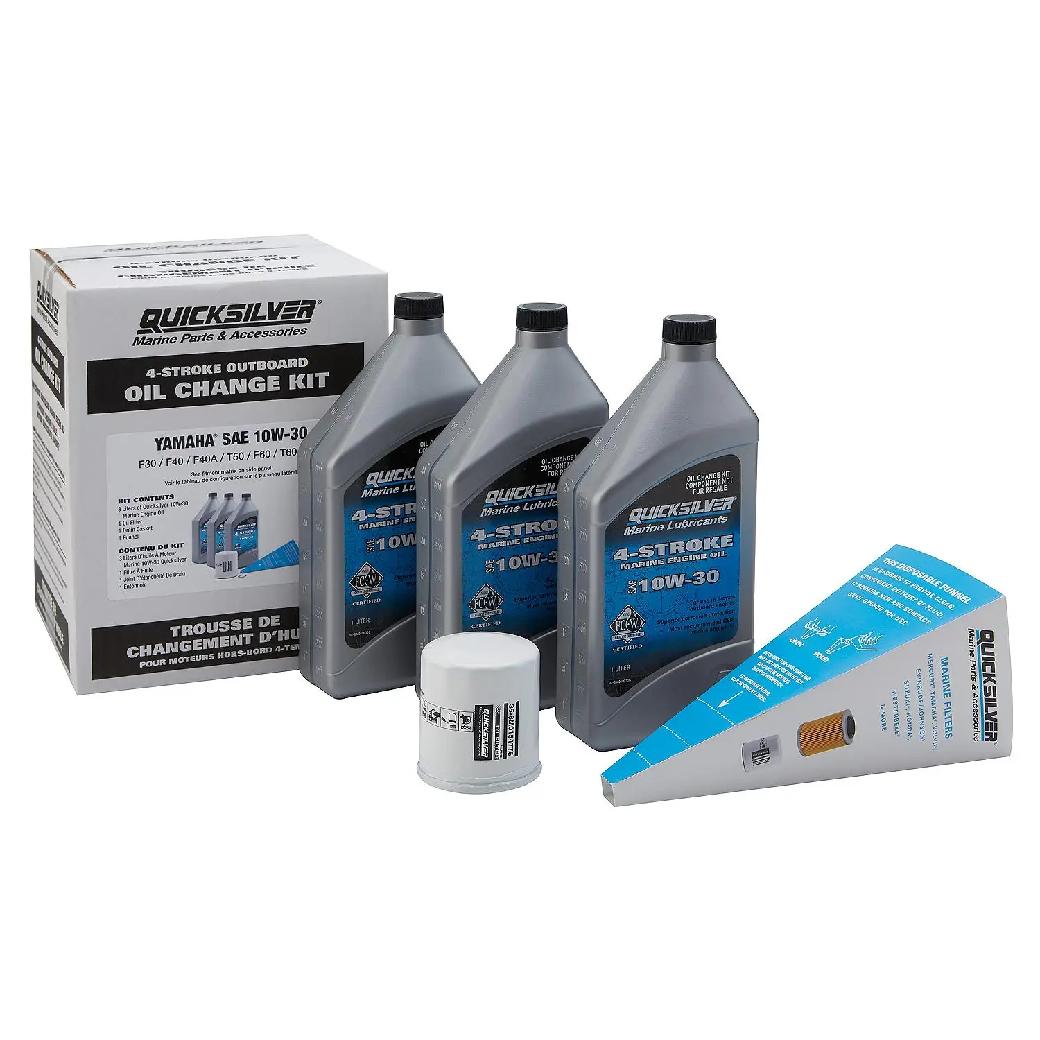 Quicksilver 10W-30 Oil Change Kit for 4-Stroke Yamaha F30 through F70 Outboards - Image 4