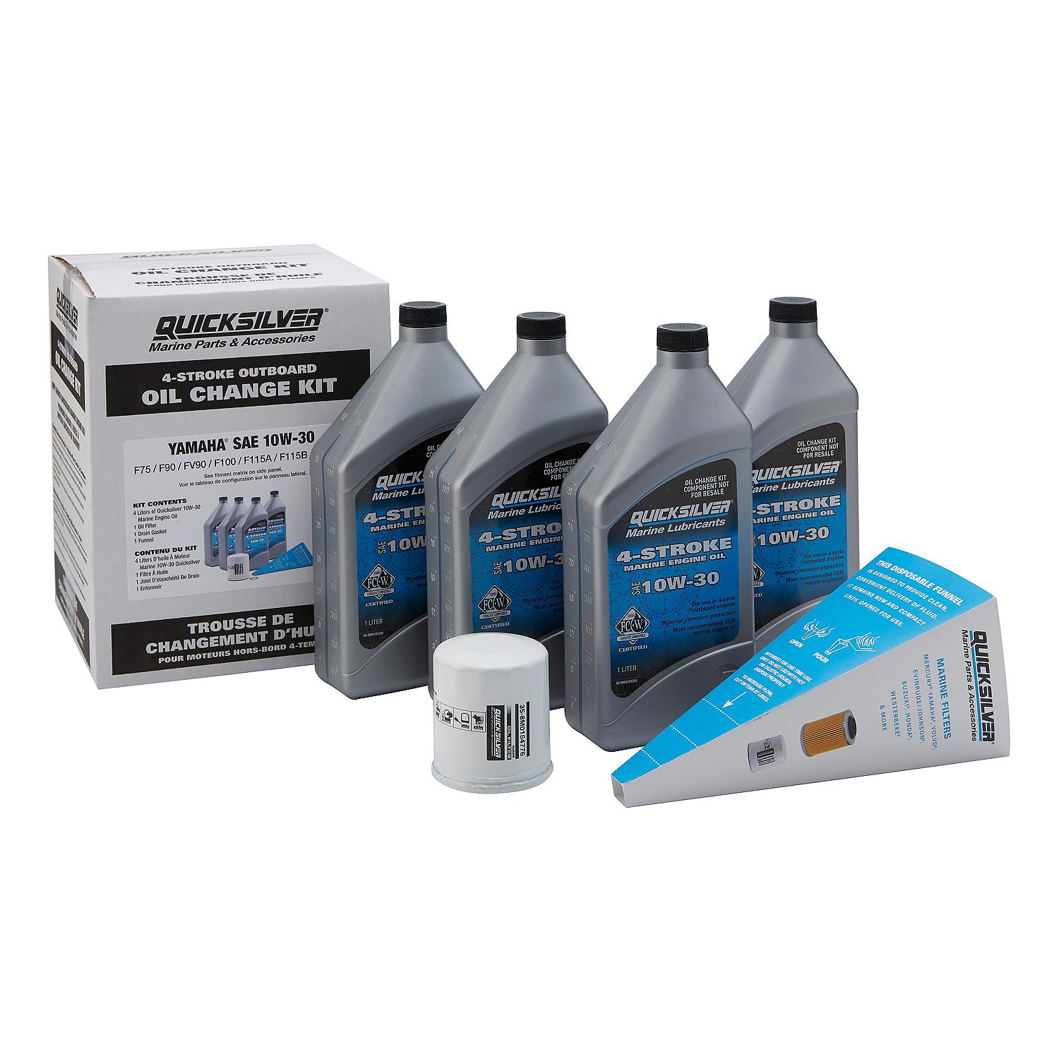 Quicksilver 10W-30 Oil Change Kit for 4-Stroke Yamaha F75 through F115 Outboards - Image 2