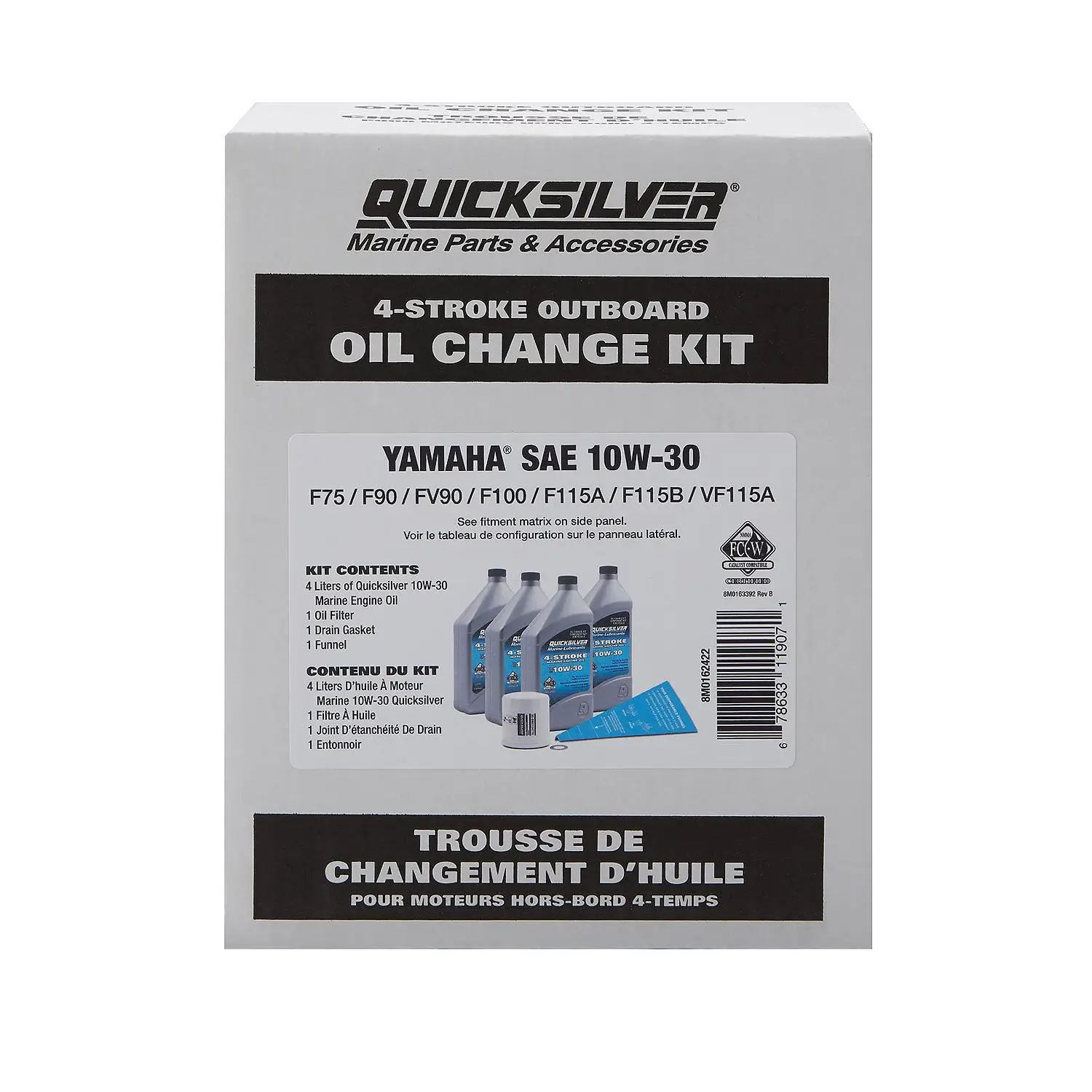 Quicksilver 10W-30 Oil Change Kit for 4-Stroke Yamaha F75 through F115 Outboards - Image 4