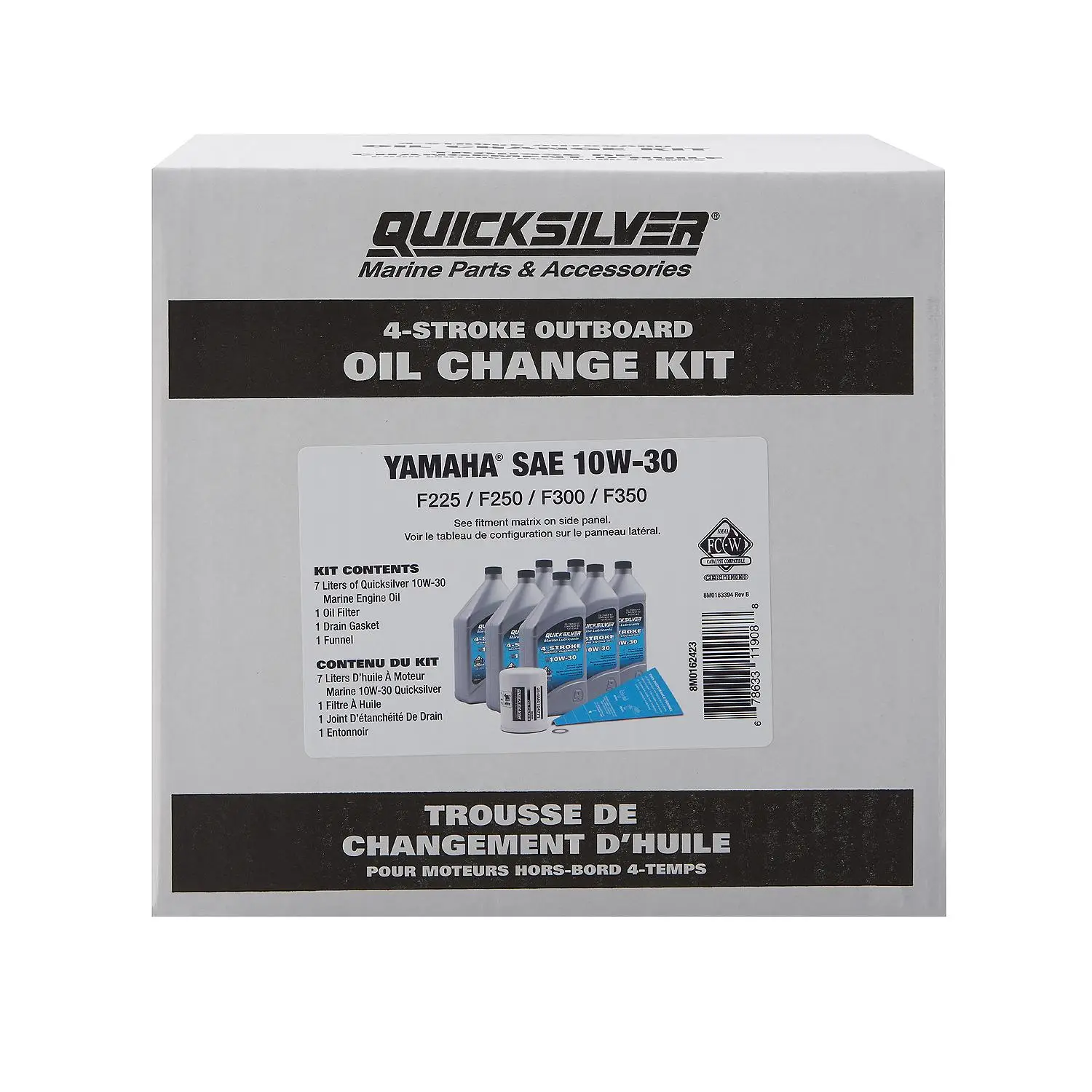 Quicksilver 10W-30 Oil Change Kit for 4-Stroke Yamaha F225 through F300 Outboards