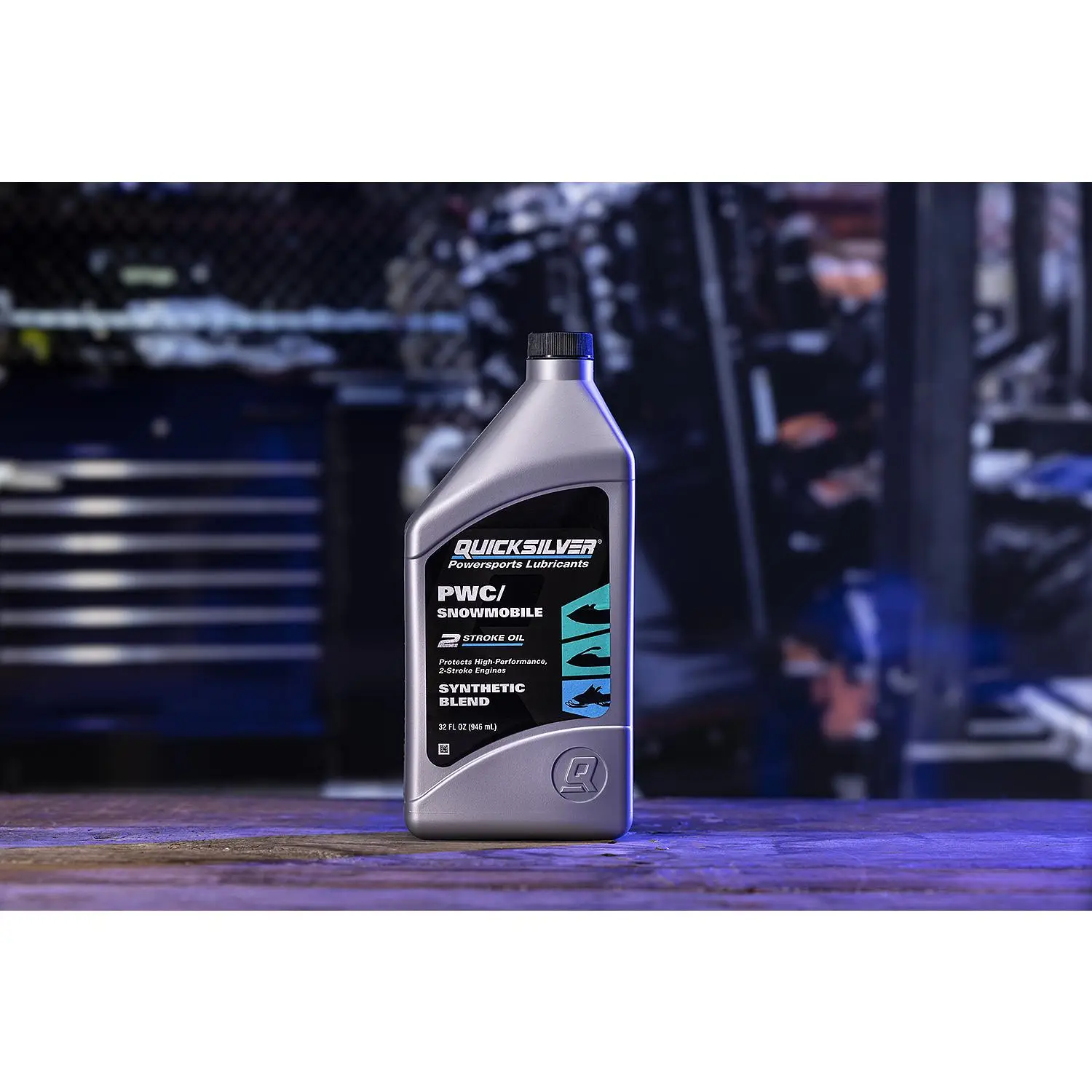 Quicksilver 8M0166406 2-Stroke PWC/Snowmobile Engine Oil, Premium Synthetic Blend, 1 Qt.