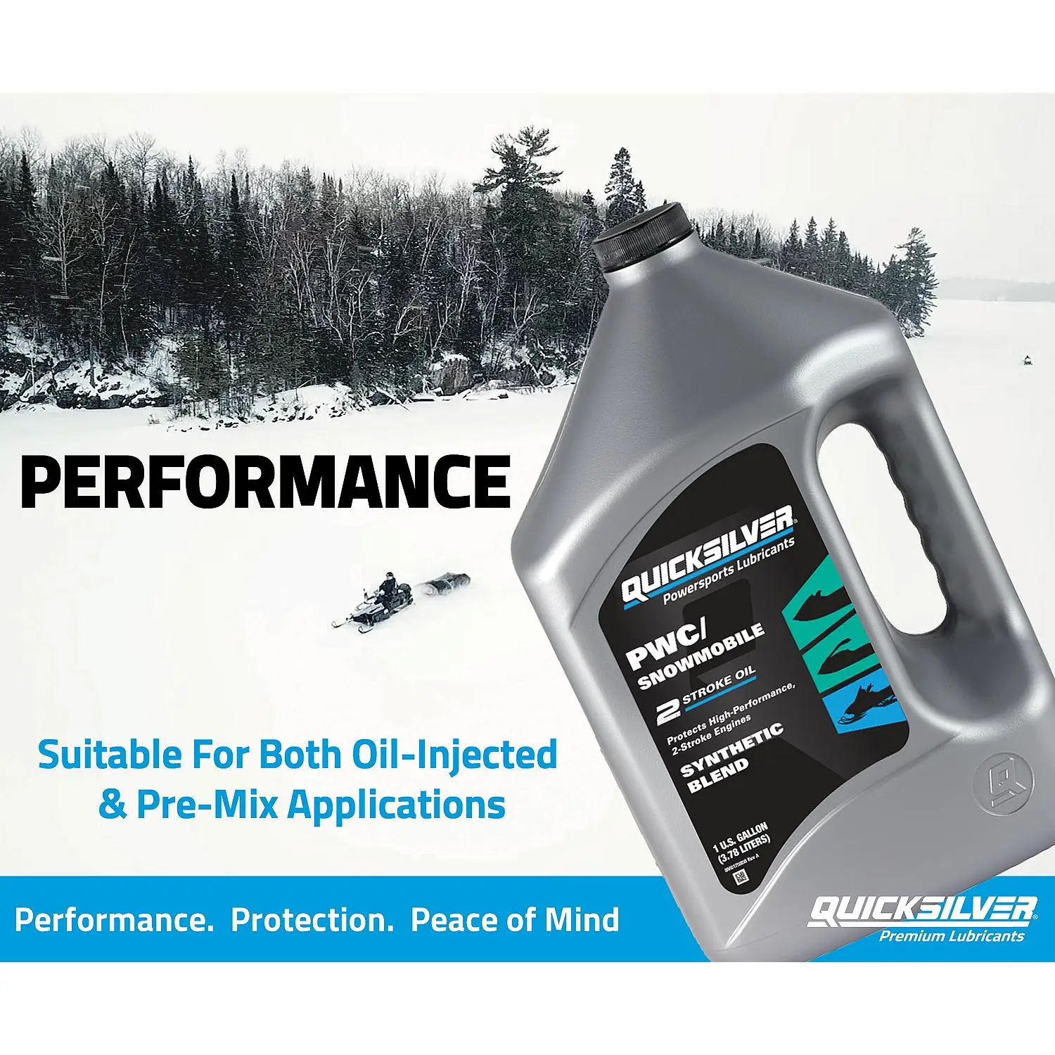 Quicksilver 8M0175743 2-Stroke PWC/Snowmobile Engine Oil, Premium Synthetic Blend, 1 Gallon - Image 4