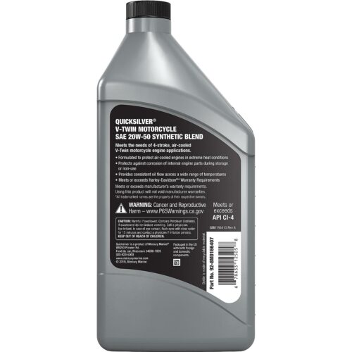 Quicksilver 20W-50 Synthetic Motorcycle Oil, 1 Qt.