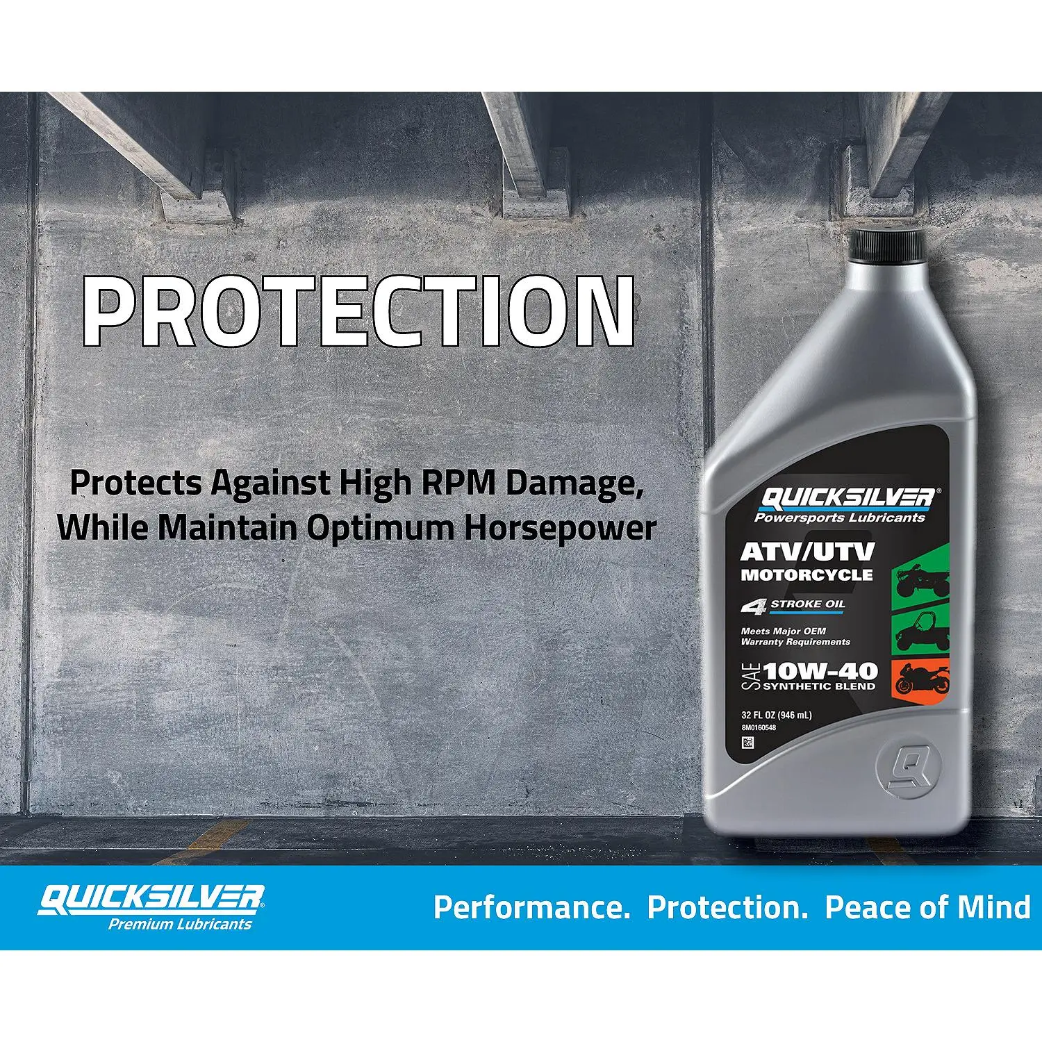 Quicksilver 8M0166408 10W-40 Synthetic Blend ATV/UTV/Motorcycle Oil, 1 Qt. - Image 4