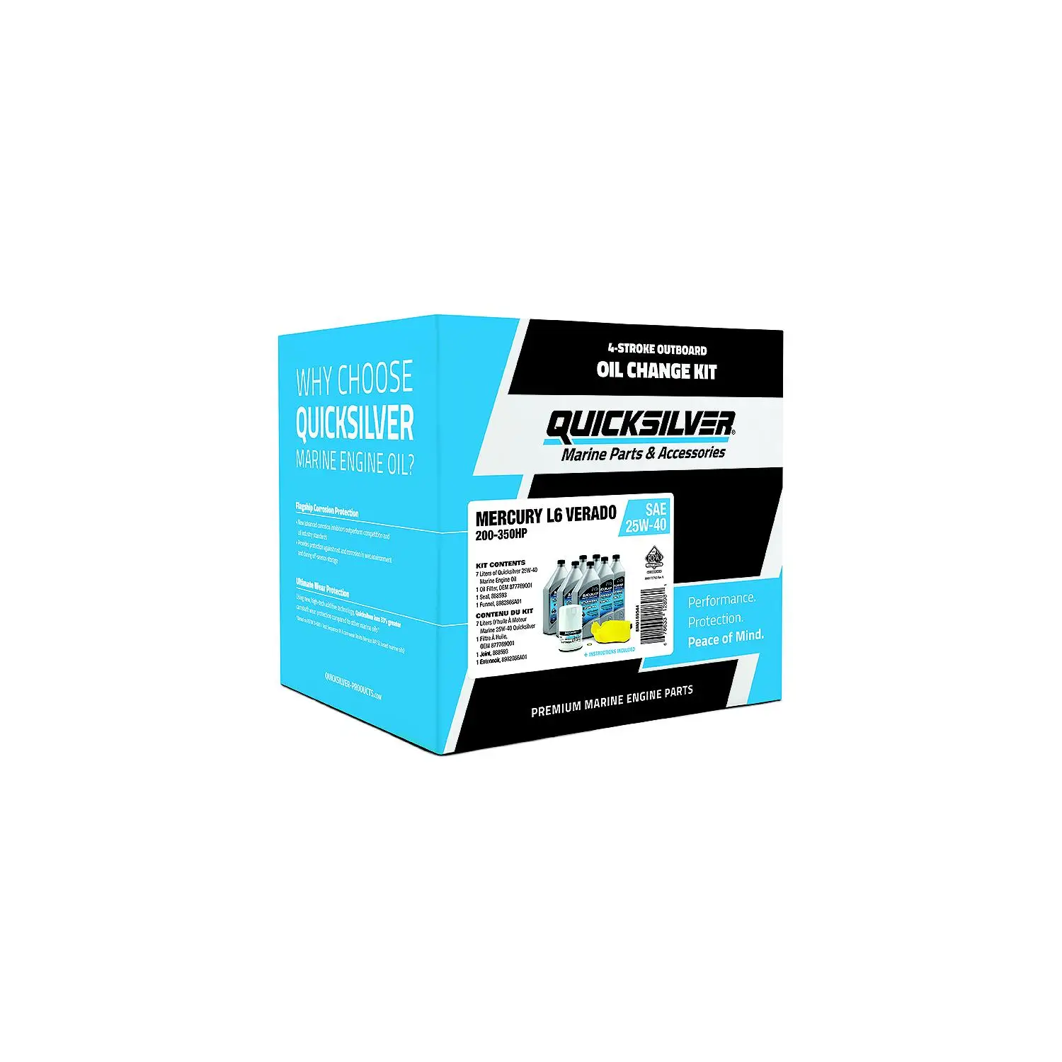 Quicksilver 25W-40 Oil Change Kit for 200-400hp 4-Stroke Mercury L6 Verado Outboards - Image 2