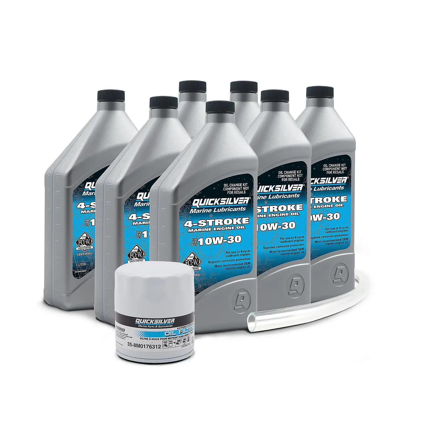 Quicksilver 10W-30 Oil Change Kit for 175-300hp 4-Stroke Mercury V6 and V8 Outboards