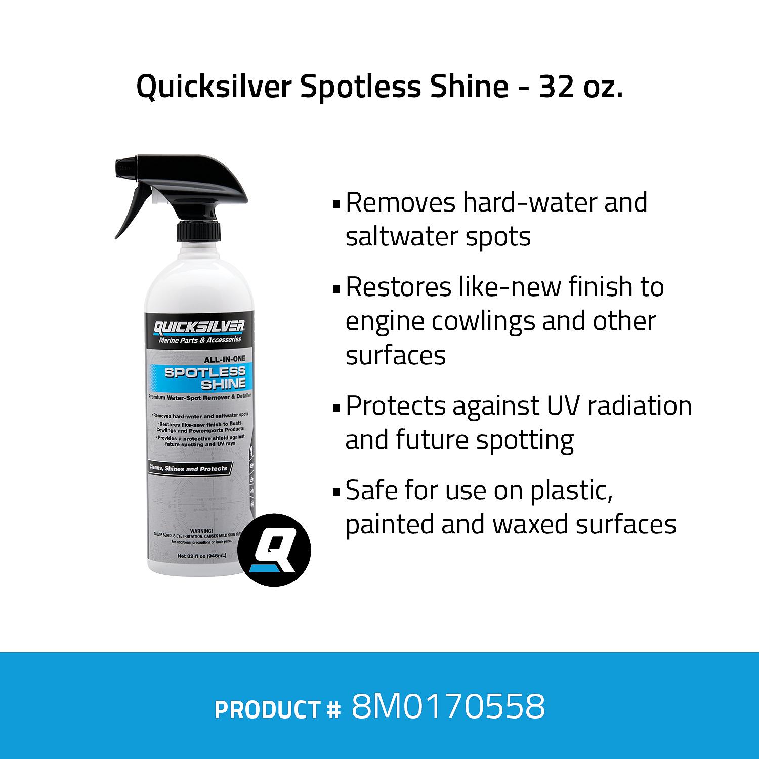 Quicksilver Spotless Shine For Marine Boats and Outboard Engines, RV and Powersports, 32 oz. - Image 3