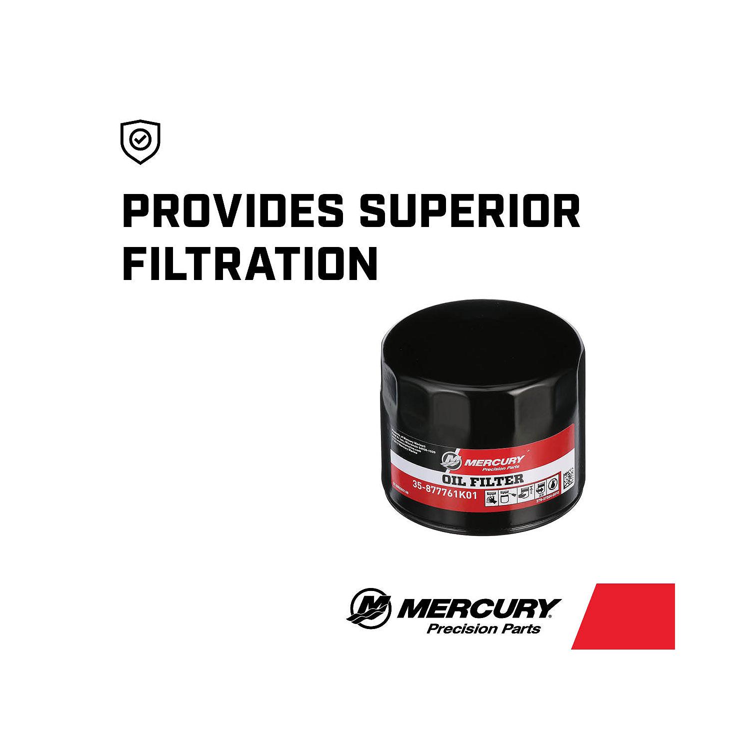 Mercury 4-Stroke Engine Oil Filter 877761K01 for Mercury 75-115hp FourStroke and 150hp EFI FourStroke Outboards
