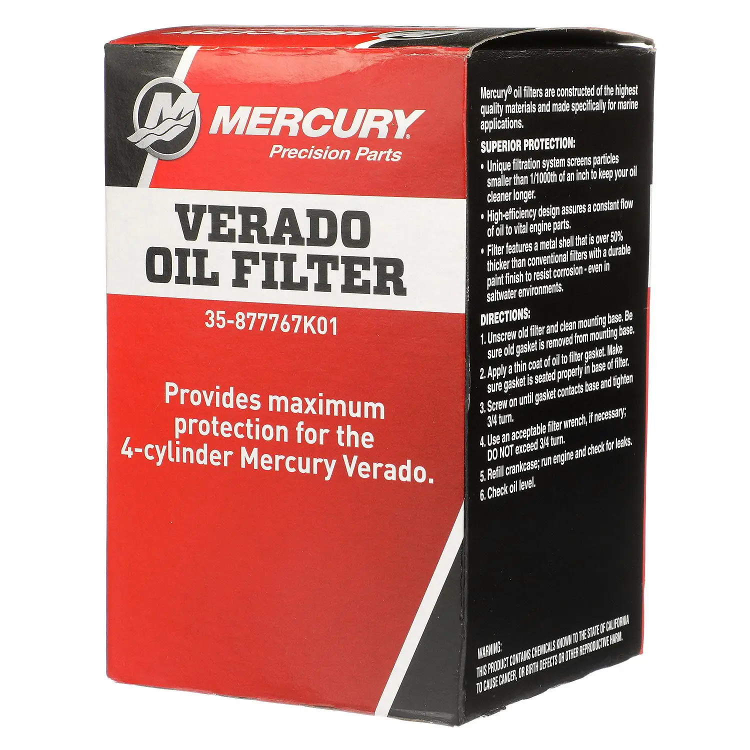 Mercury 4-Stroke Engine Oil Filter 877767K01 for Mercury L4 135-200hp Verado Outboards - Image 2